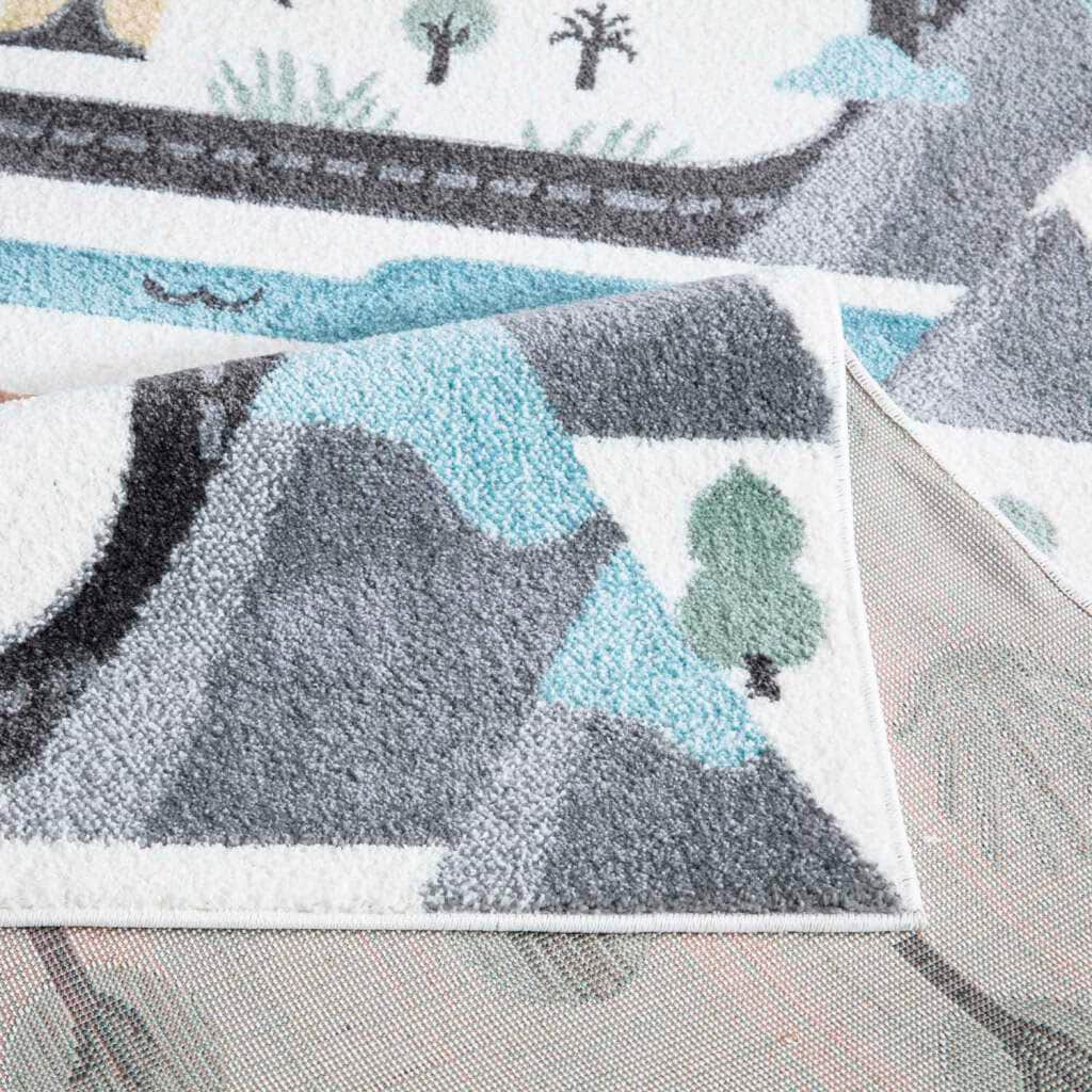 Carpet City Tapis pour enfants »ANIME904« Rectangulaire 11 mm Höhe Kinderzimmer Teppich Modern mit Mond, Blumen, Wolken, Creme, Multi