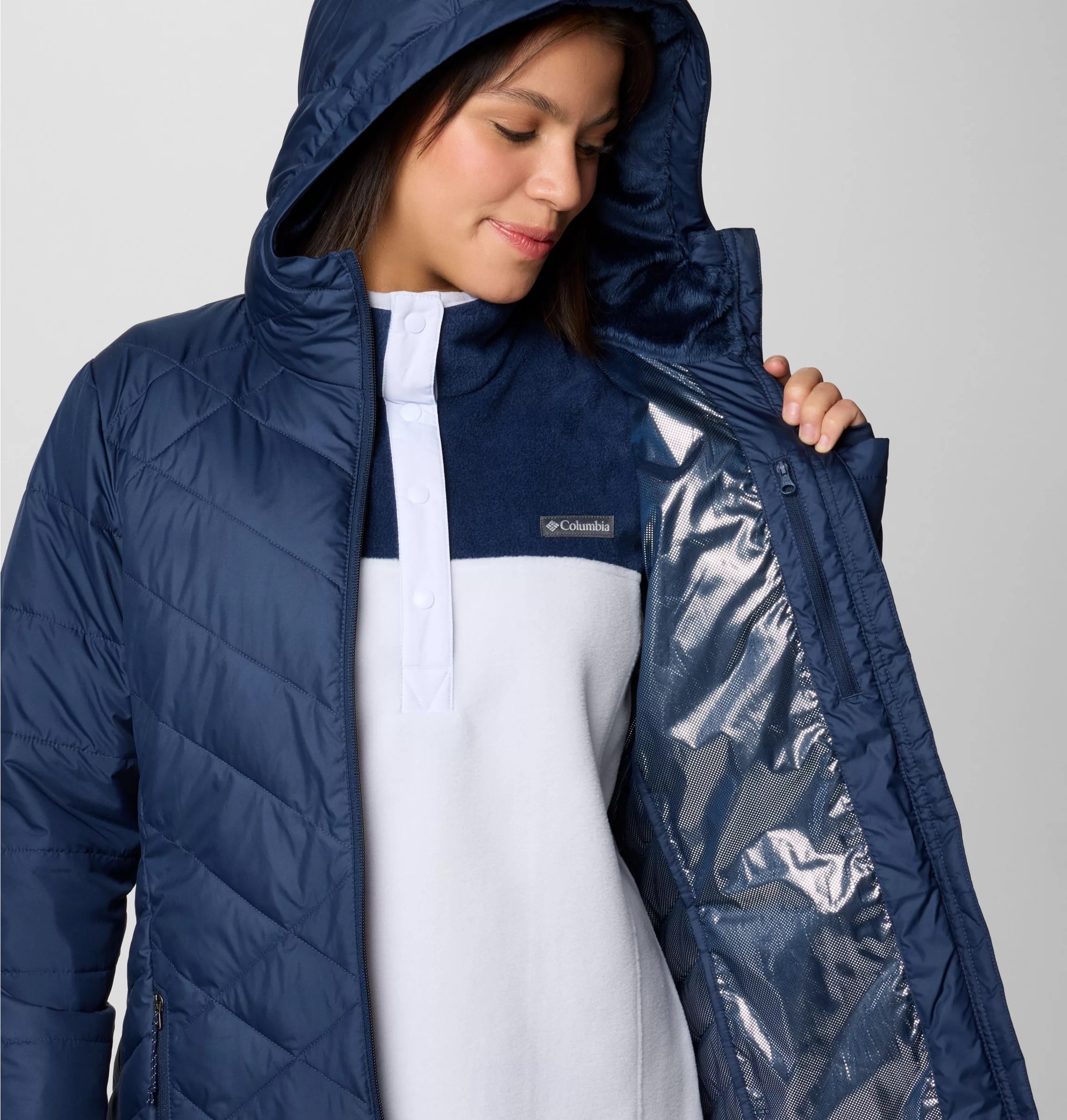 Columbia Steppmantel »HEAVENLY LONG HOODED JACKET«, (1 tlg.)
