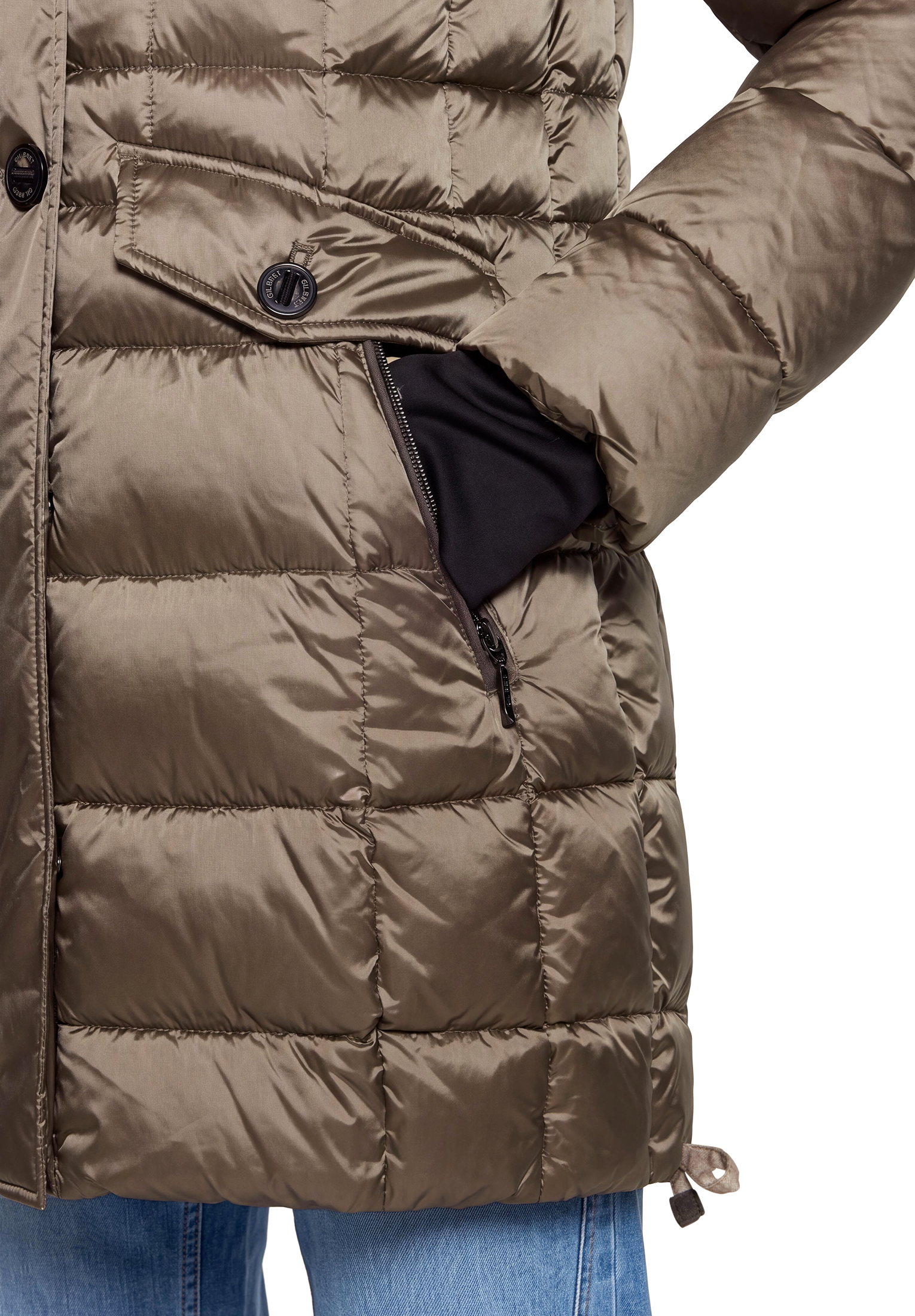 Gil Bret Manteau matelassé Manteau d'hiver avec capuche amovible et fermeture éclair / patte de boutonnage