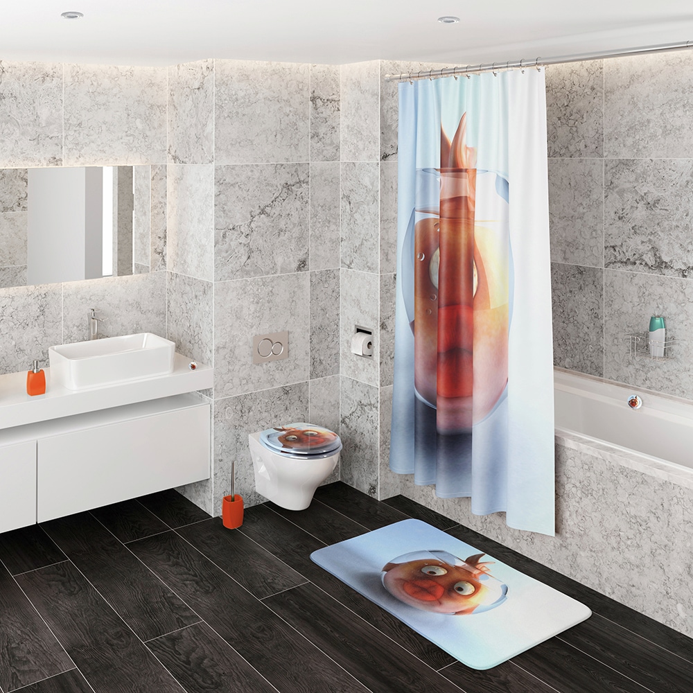 Sanilo Set d'accessoires de salle de bain »Goldfisch« bestehend aus WC-Sitz, Badteppich, Stöpsel, Seifenspender, WC-Bürste