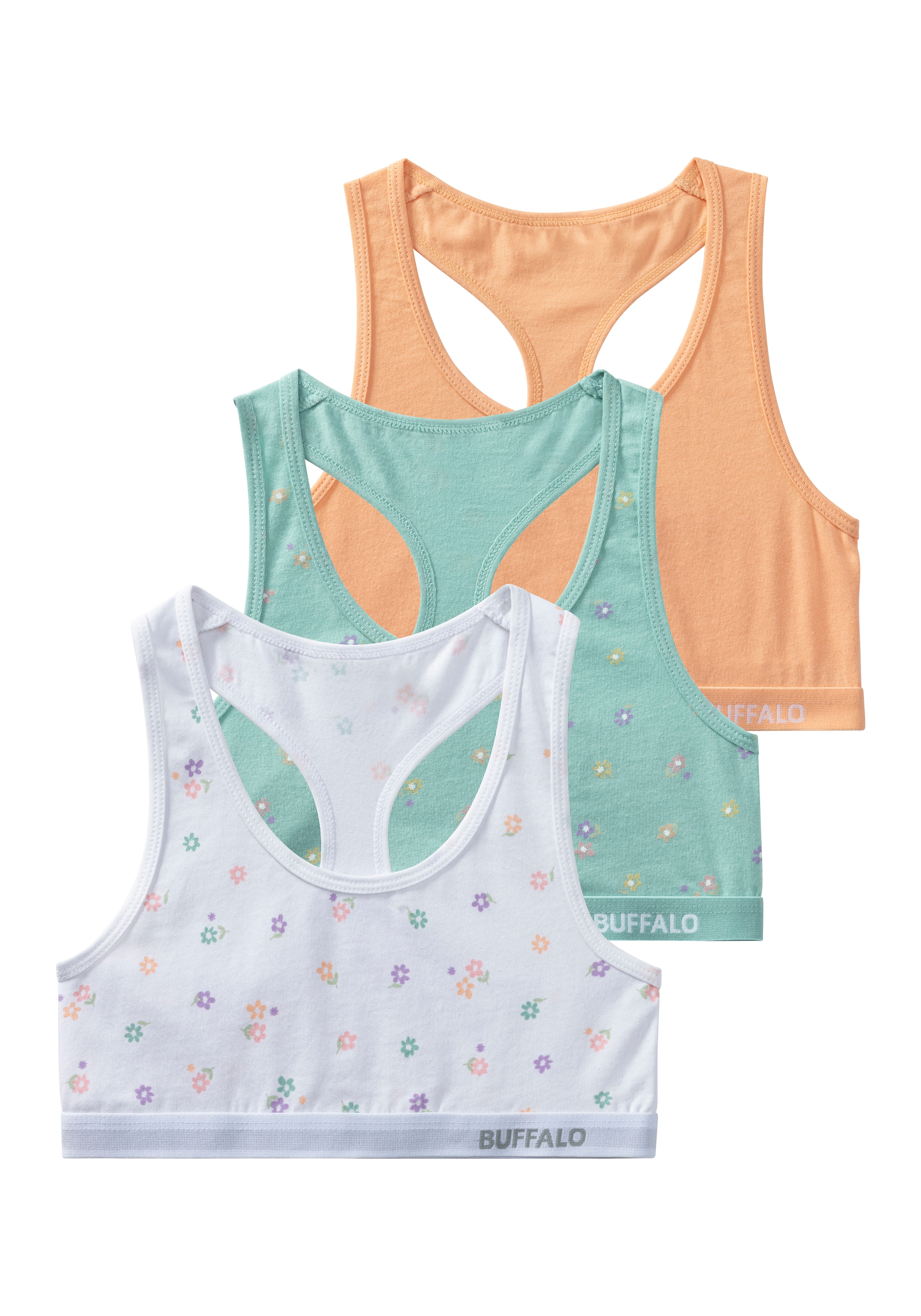 Image of Buffalo Bustier Packung, 3 Stk. Uni und Blümchen-Print in einer Packung
