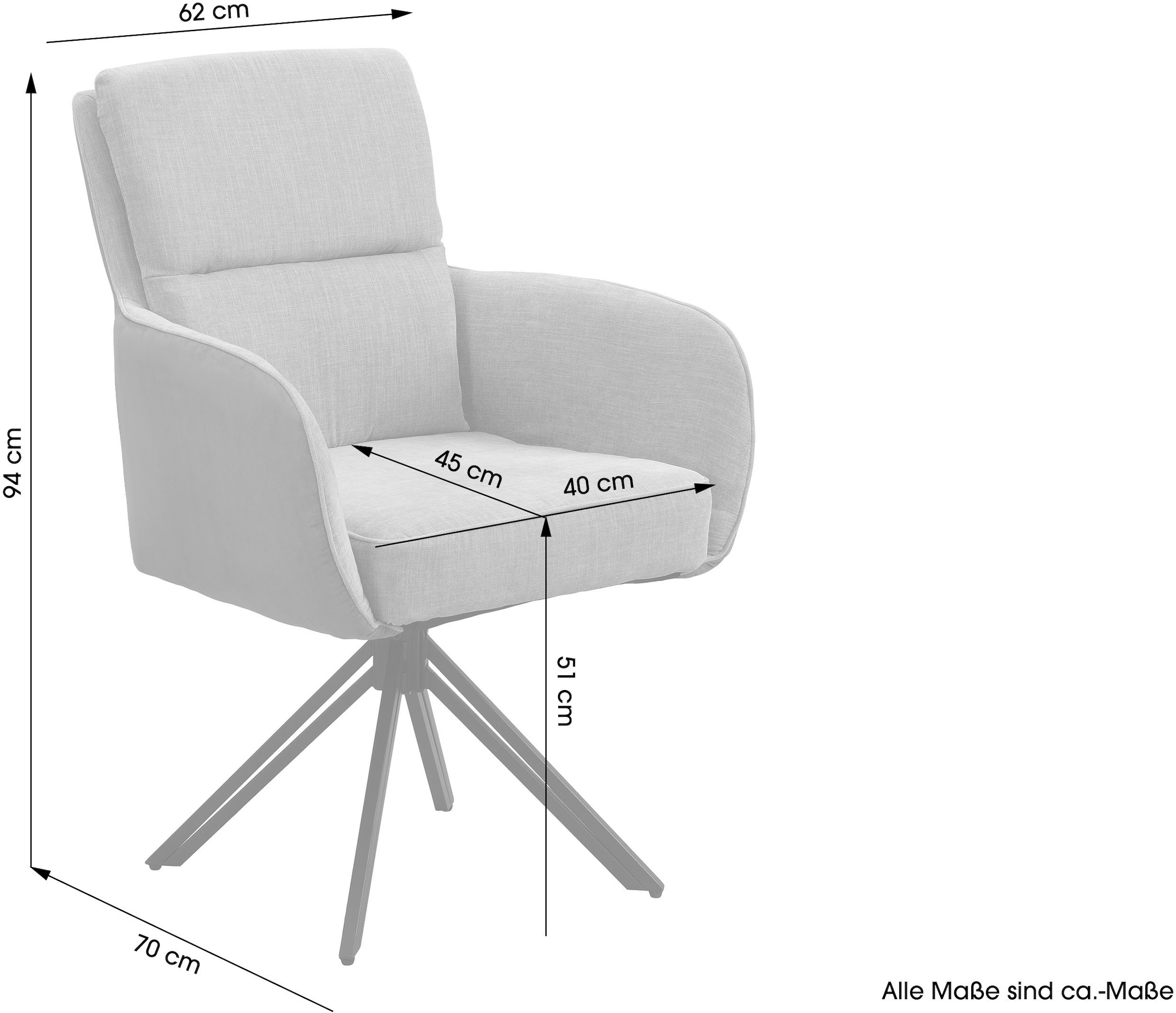 byLIVING Chaise de salle à manger »Tino« (Ensemble) 2 cuisPivotant à 360 degrés avec rembourrage à ressorts, housses de qualité