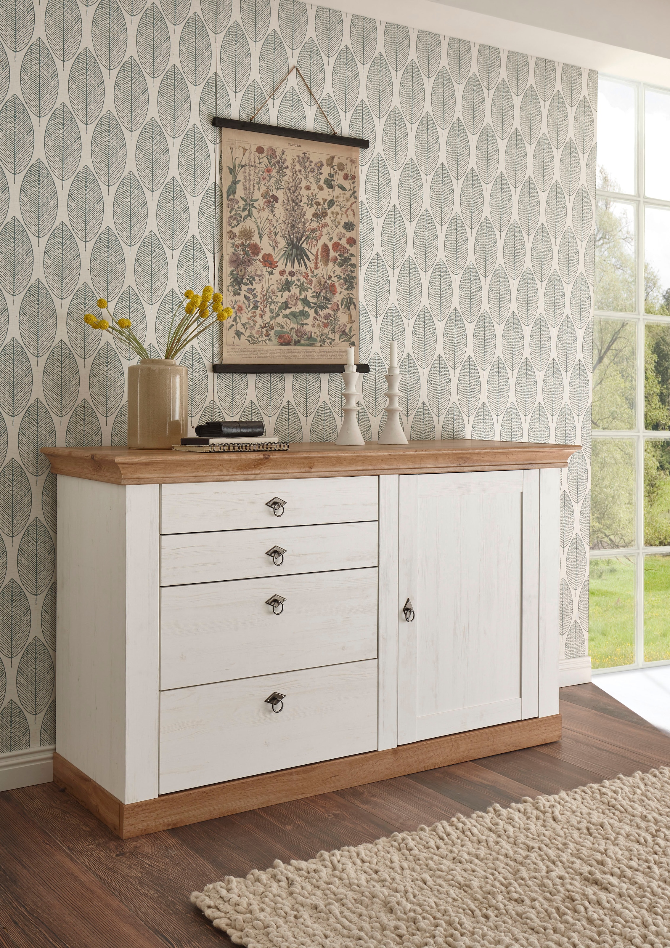 Image of Home affaire Mehrzweckschrank "Cremona, Sideboard, moderner Schrank, Kommode im Landhausstil" Metallgriffe, ausreichend Stauraum, vielseitig einsetzbar 144 cm breit