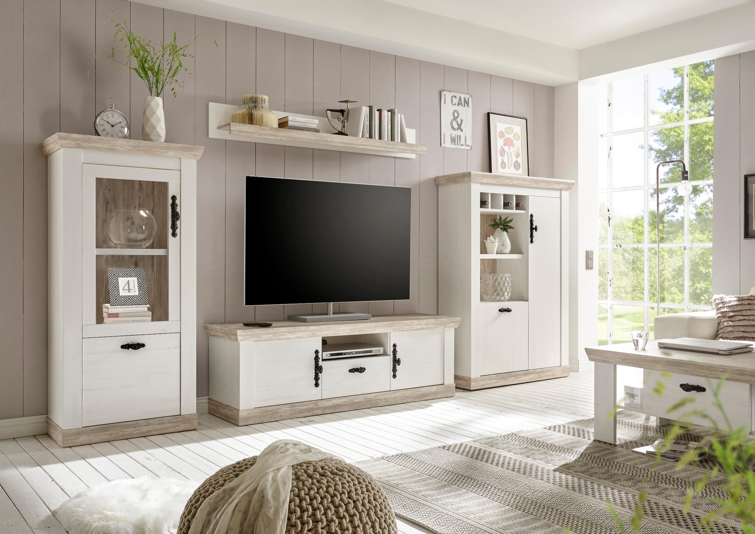 Home affaire Vitrines »Florenz« im romantischen Landhaus-Look, Höhe 146 cm