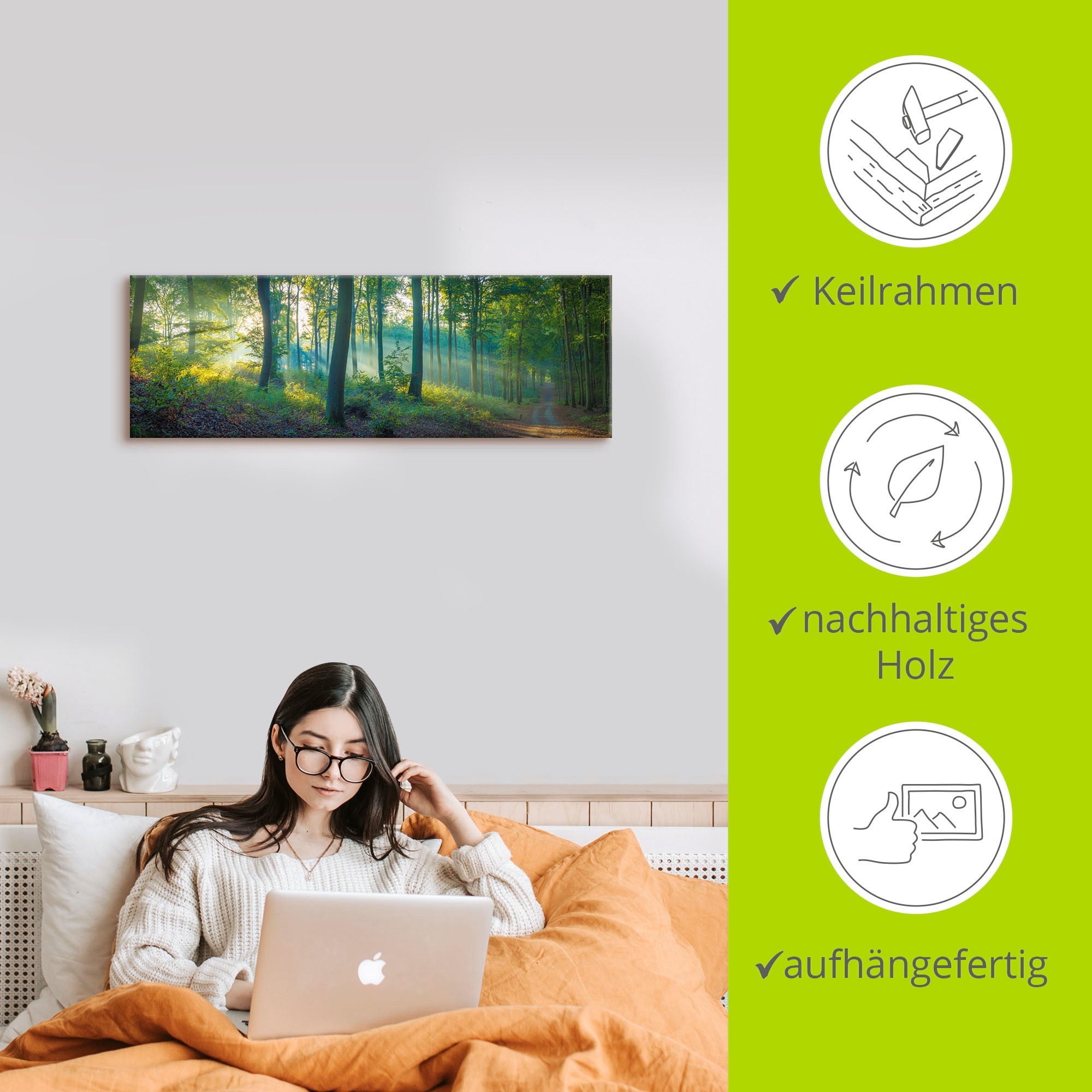 Artland Tableau sur toile »Wald Panorama« 1 cuis tlg. auf Holzrahmen gespannt