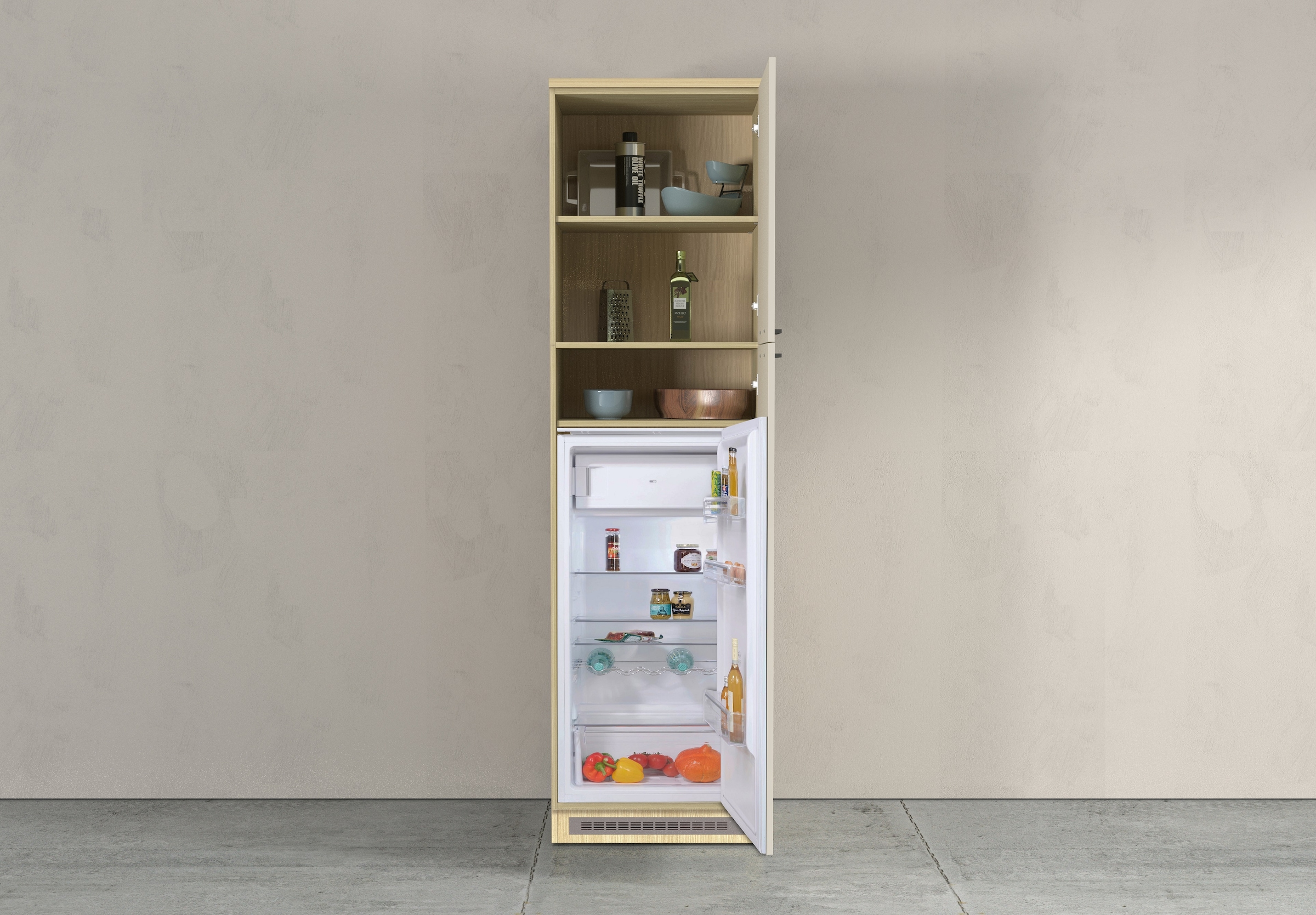 KOCHSTATION Kühlumbauschrank »Luna, Kühlschrank-Umbau, Einbauschrank für Kühlschrank, Made in Italy« B/T/H: 60×60×214,5 cm, für zwei Kühlschrankhöhen vorbereitet