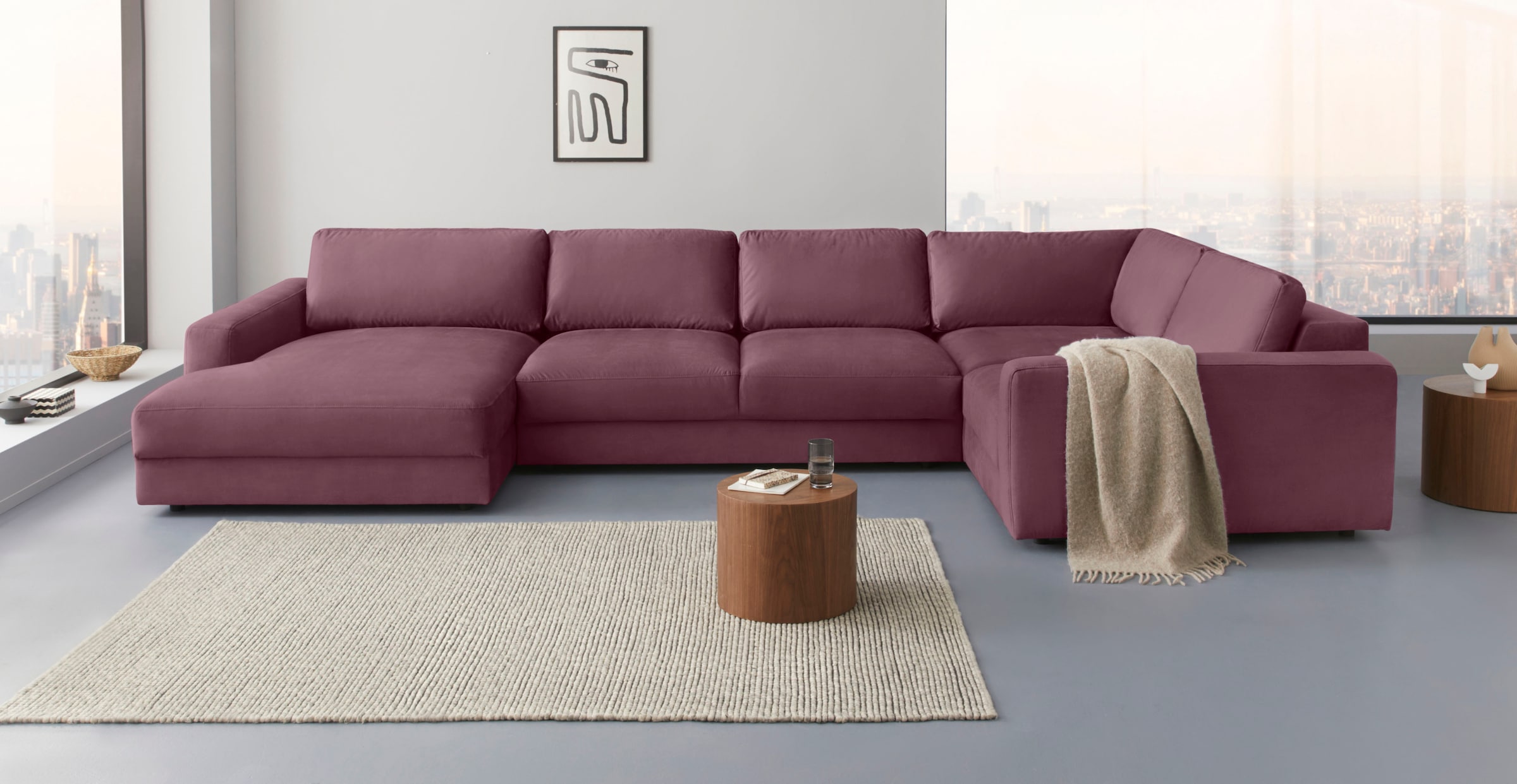 Image of Home affaire Wohnlandschaft "Bloomfield, Mega Polsterprogramm, Breite 405cm, viel Platz, U-Form" mit extra tiefer Sitzfläche, wahlweise mit Sitztiefenverstellung