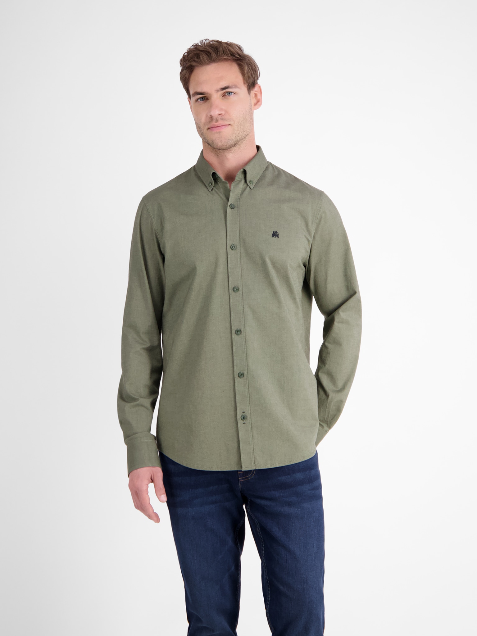 Image of LERROS Langarmhemd "Oxford Solid" mit Button-Down-Kragen