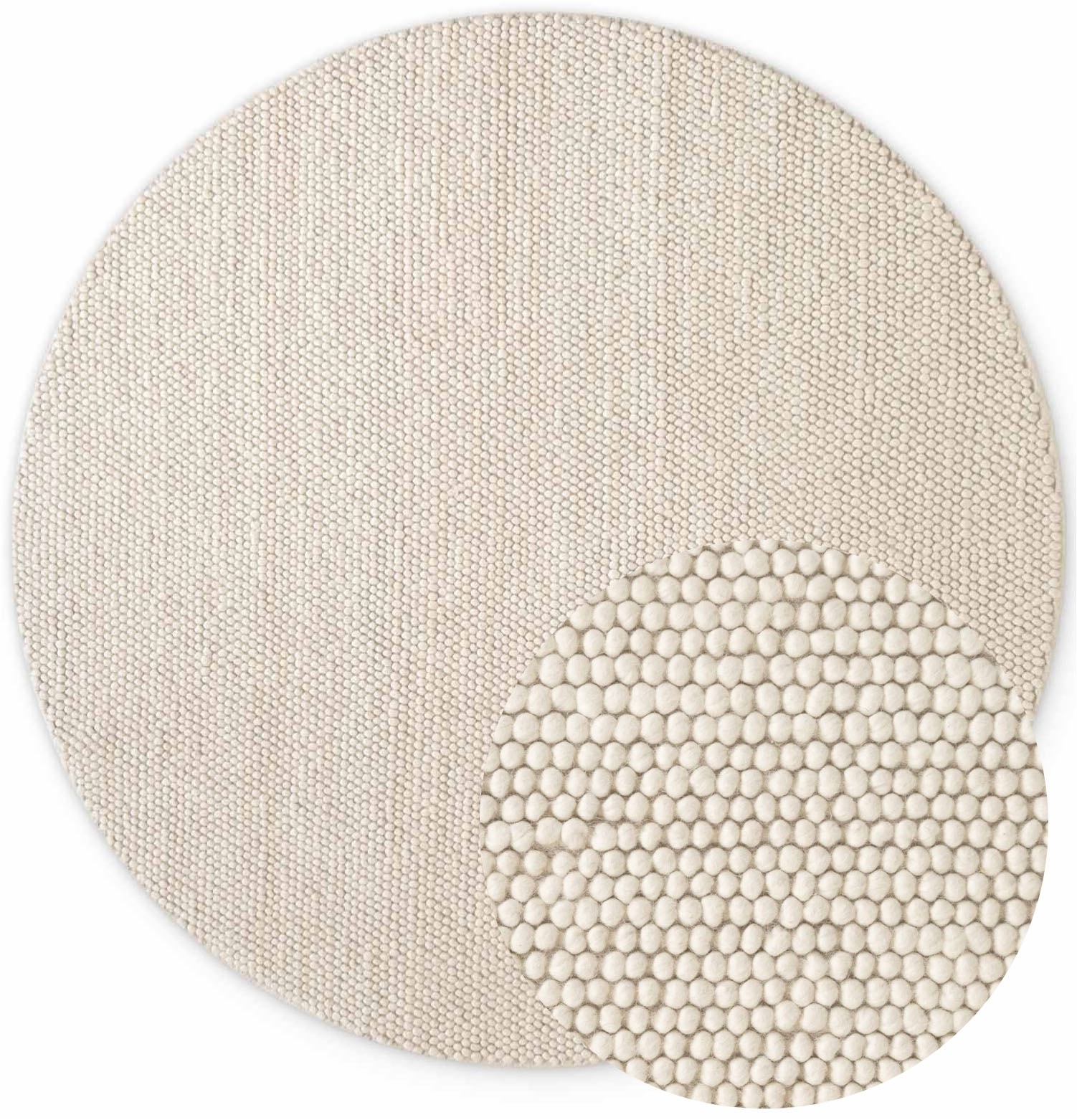 Ted Baker Wollteppich »Diana« rund 16 mm Höhe Wolle, Natur, Handgemacht, Wohnzimmer, Esszimmer, Schlafzimmer, Skandi