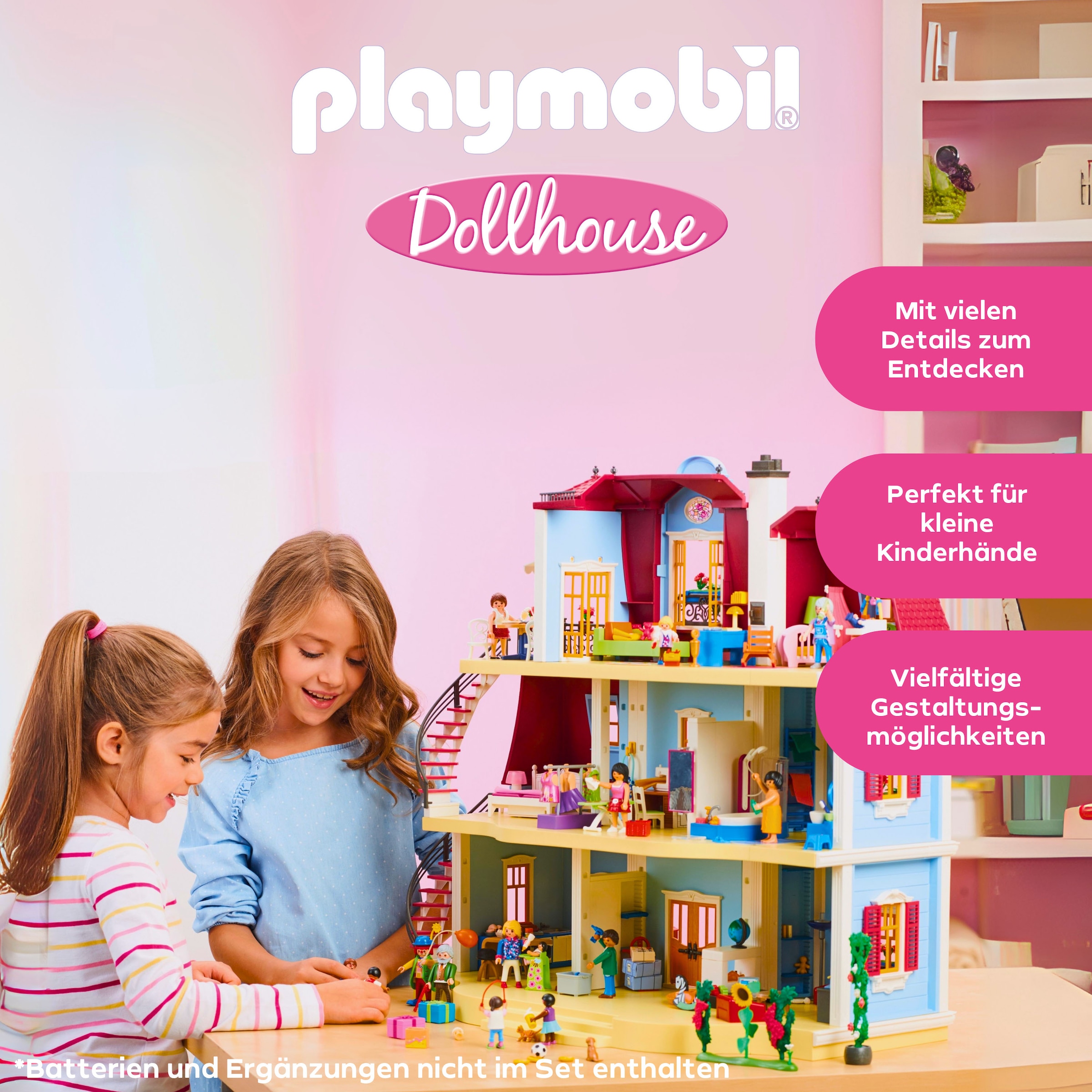 Playmobil® Konstruktions-Spielset »Mein Grosses Puppenhaus (70205), Dollhouse«, (592 St.), Made in Germany