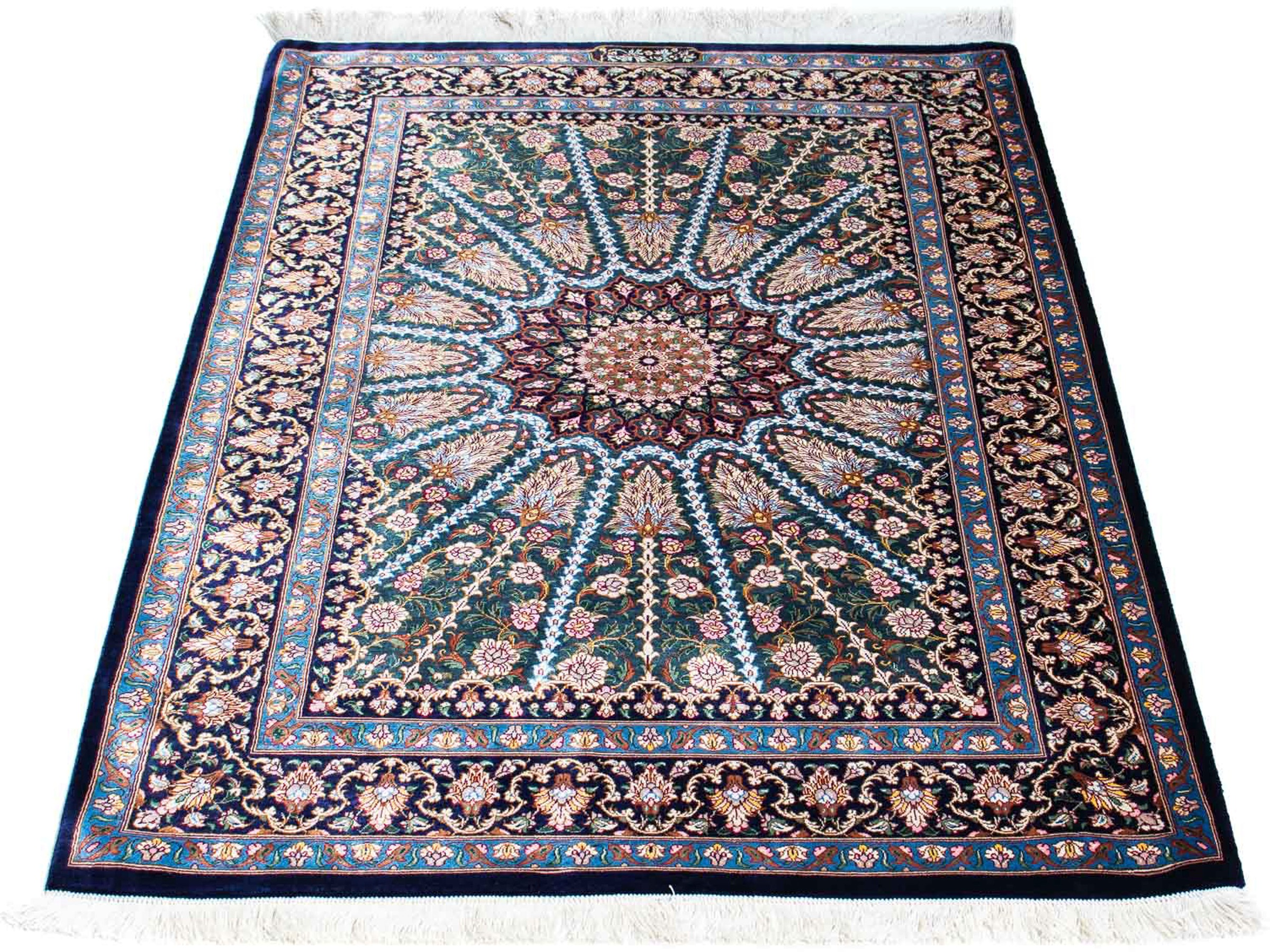 Image of morgenland Orientteppich »Perser - Ghom - 121 x 81 cm - dunkelblau«, rechteckig, 10 mm Höhe, Wohnzimmer, Handgeknüpft, Einzelstück mit Zertifikat bei Ackermann Versand Schweiz