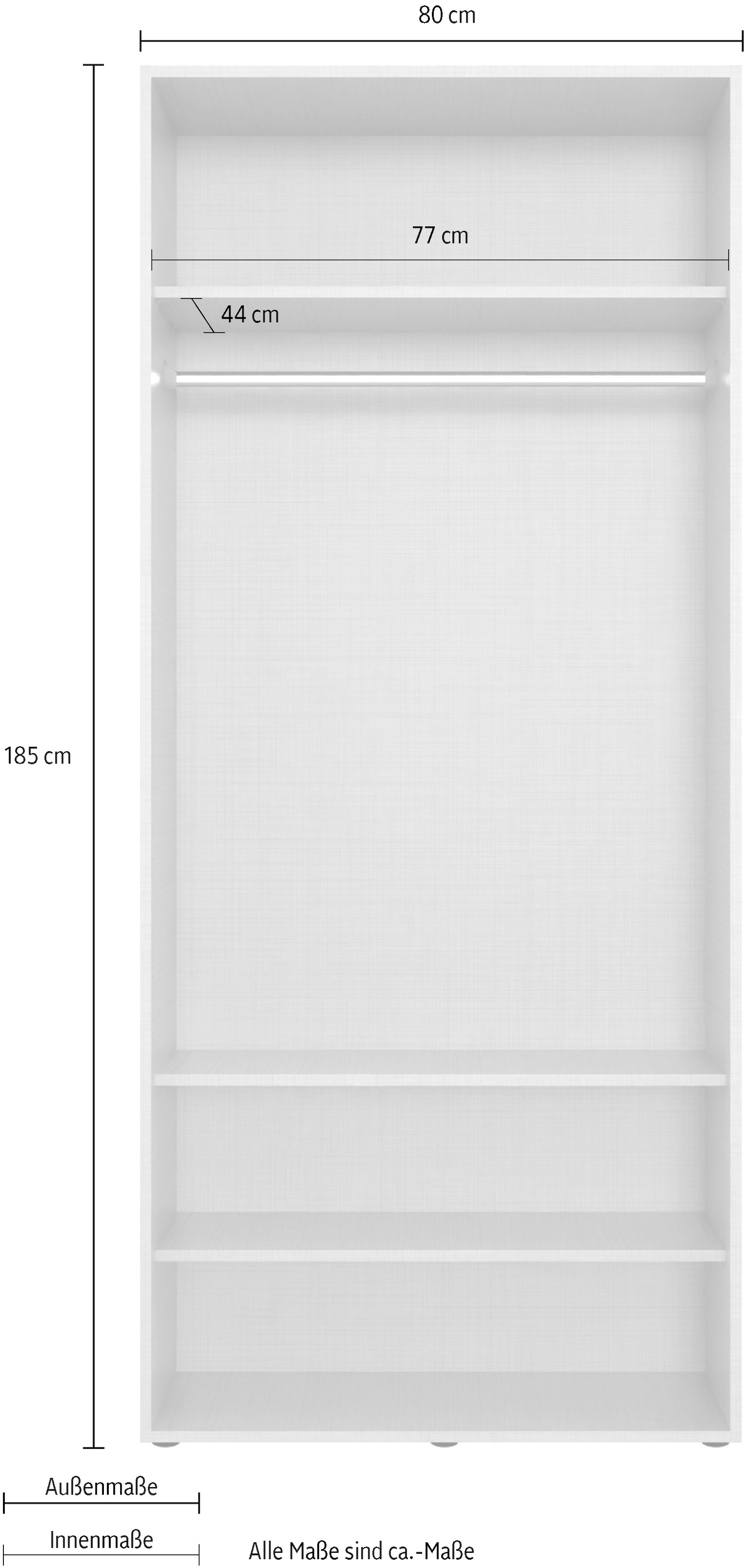 Wimex Armoires à vêtements »Mugano,in 8 Breiten,3 Höhen,2 Tiefen, viele Farben, Made in Germany« in Basic oder Premium Ausstattung,  mit langen oder kurzen Griffen aus Metall, mit oder ohne Spiegel