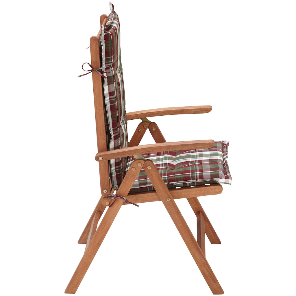 MERXX Garten-Essgruppe »Borkum«, (13 tlg., 6x Sessel, inkl. Sitz- und Rückenkissen, 1x Klapptisch 135x85 cm)