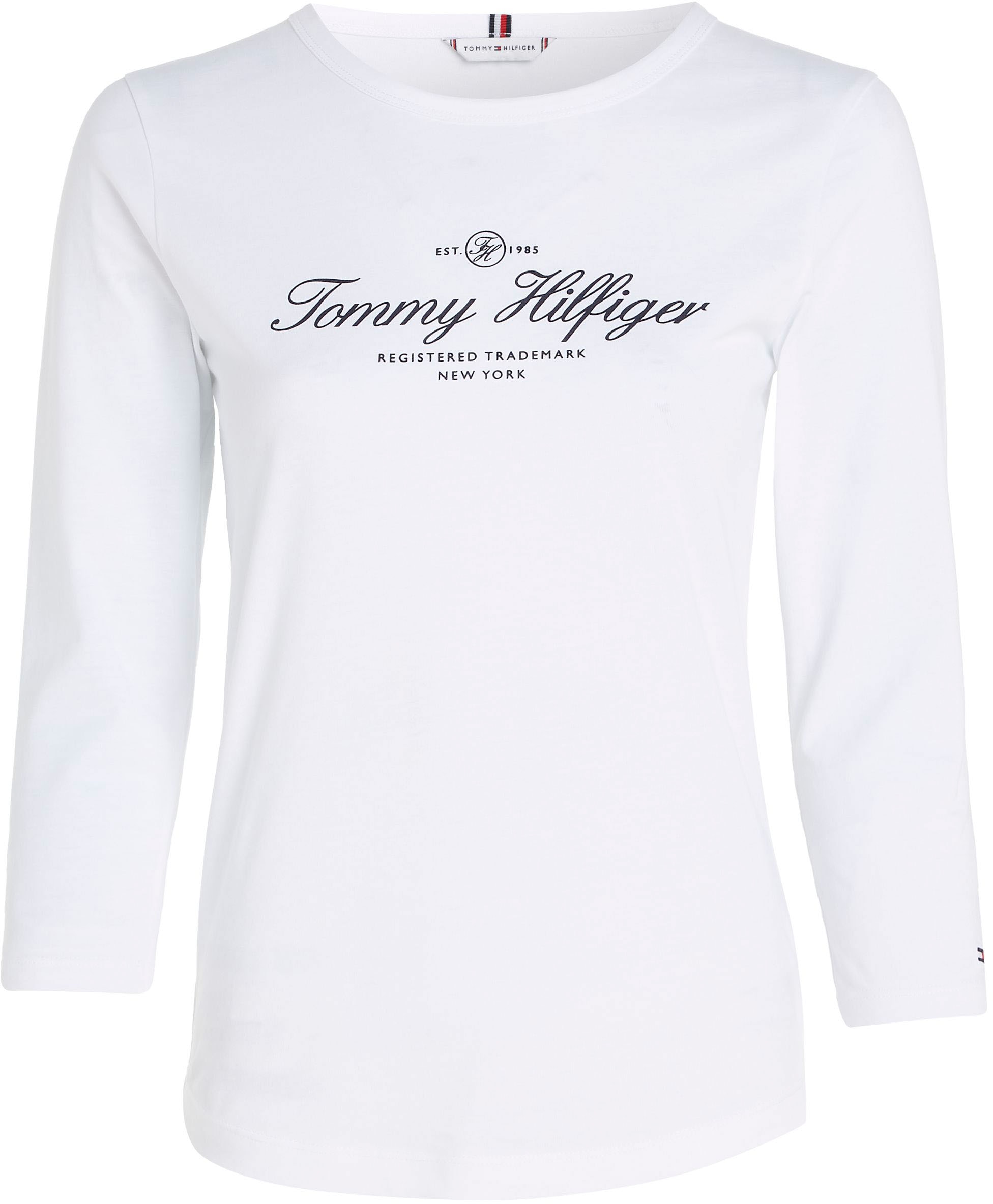 Hilfiger mit versandkostenfrei ♕ Signature SIGNATURE Langarmshirt bestellen 3/4SLV«, OPEN »SLIM Tommy NK Tommy Logo-Schriftzug Hilfiger