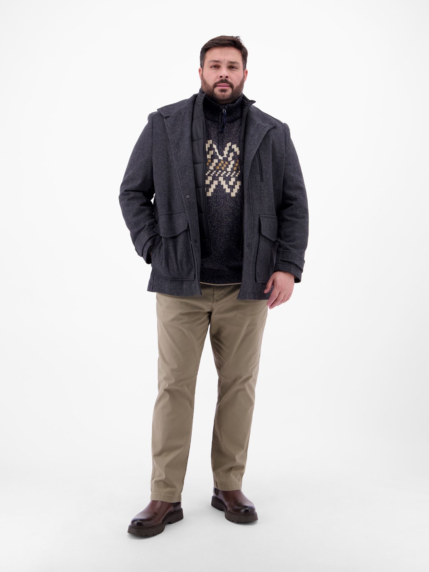 LERROS Norwegerpullover »LERROS Troyer mit Norwegermuster in Übergrössen«