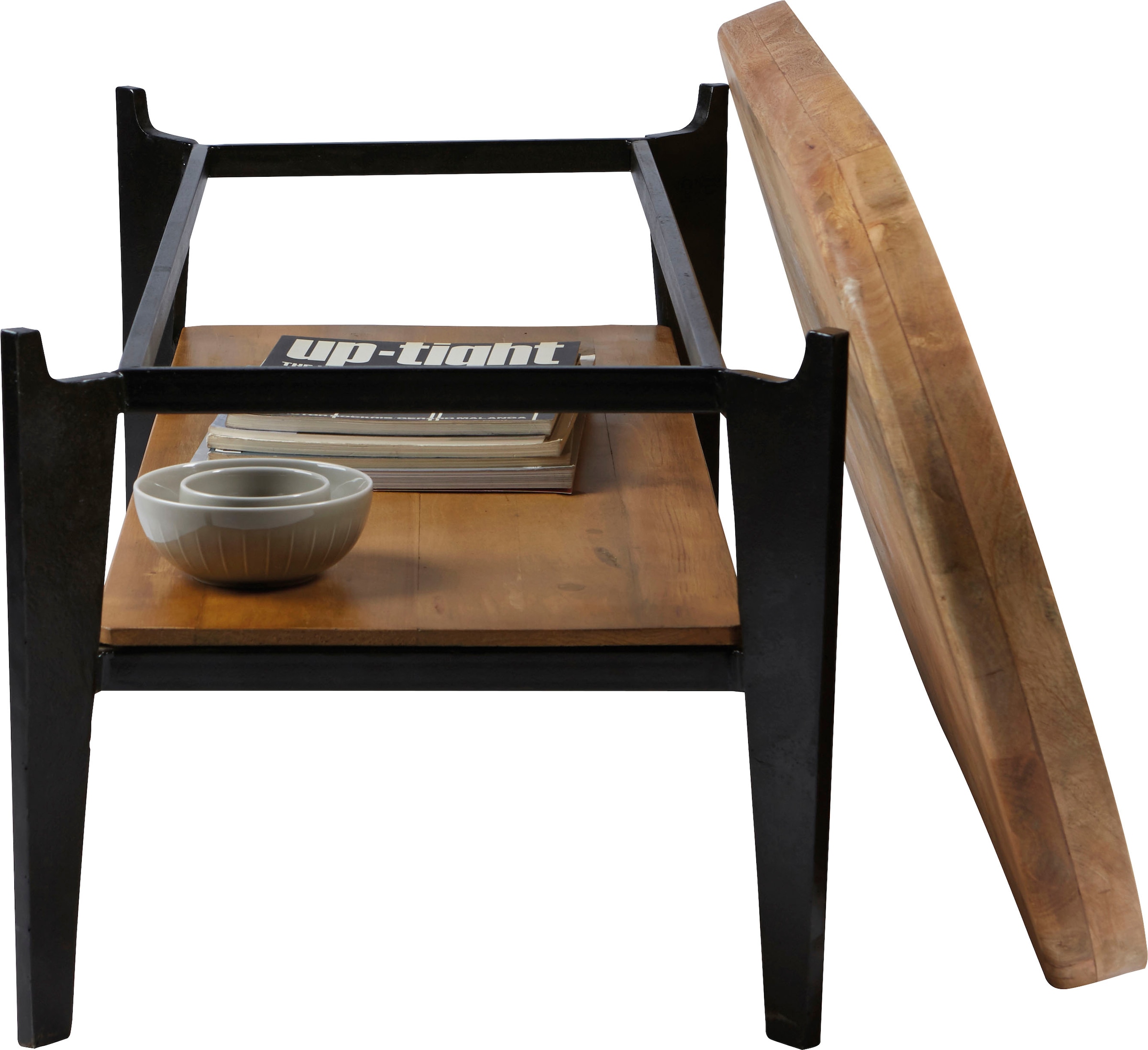 SIT Table basse »Telč aus Mangoholz mit Tablett & Metallgestell« plateau amovible utilisable comme plateau de service pratique