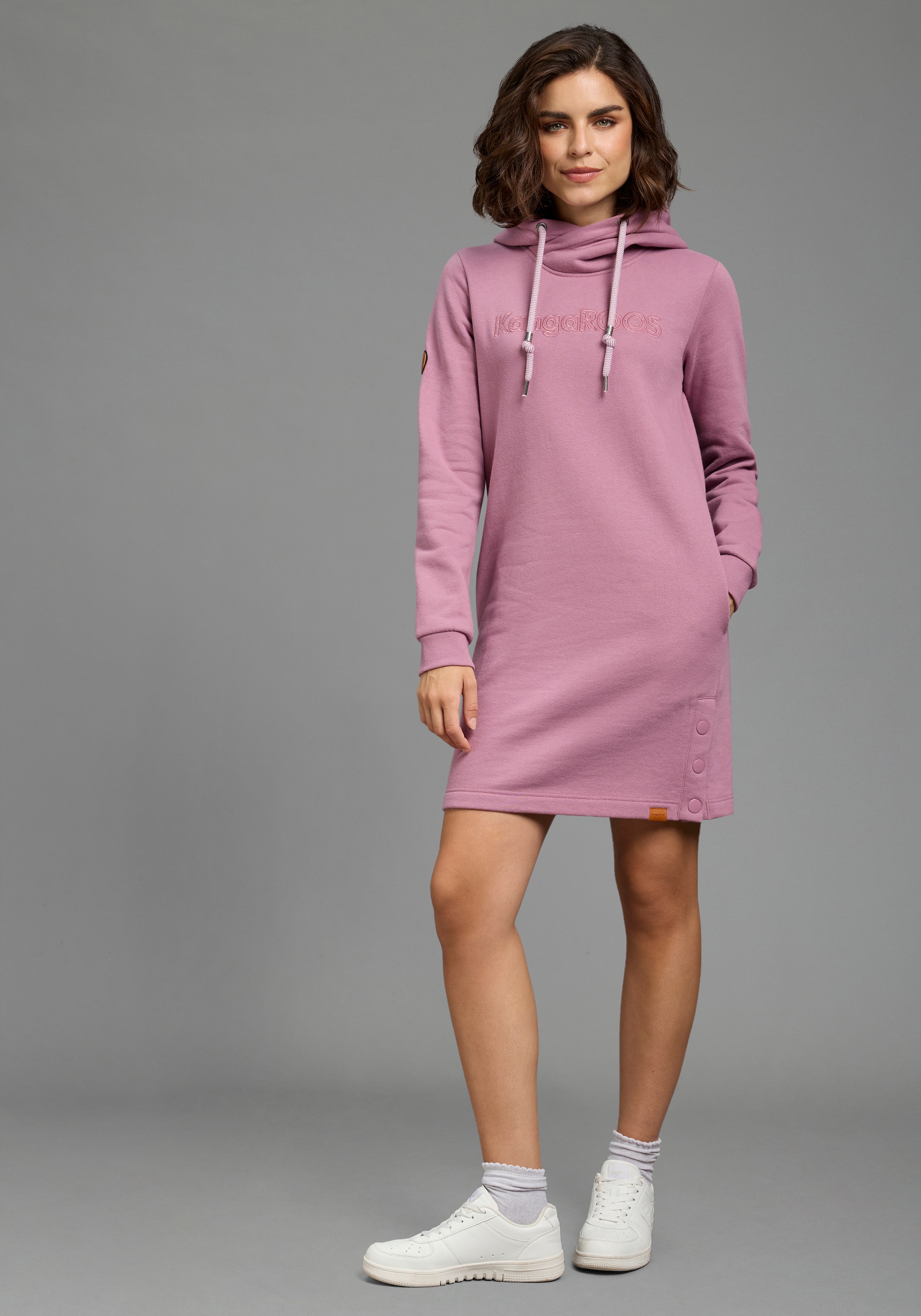 KangaROOS Sweatkleid Nahttaschen auch in grossen Grössen, mit Kapuze, aus Baumwollmischung