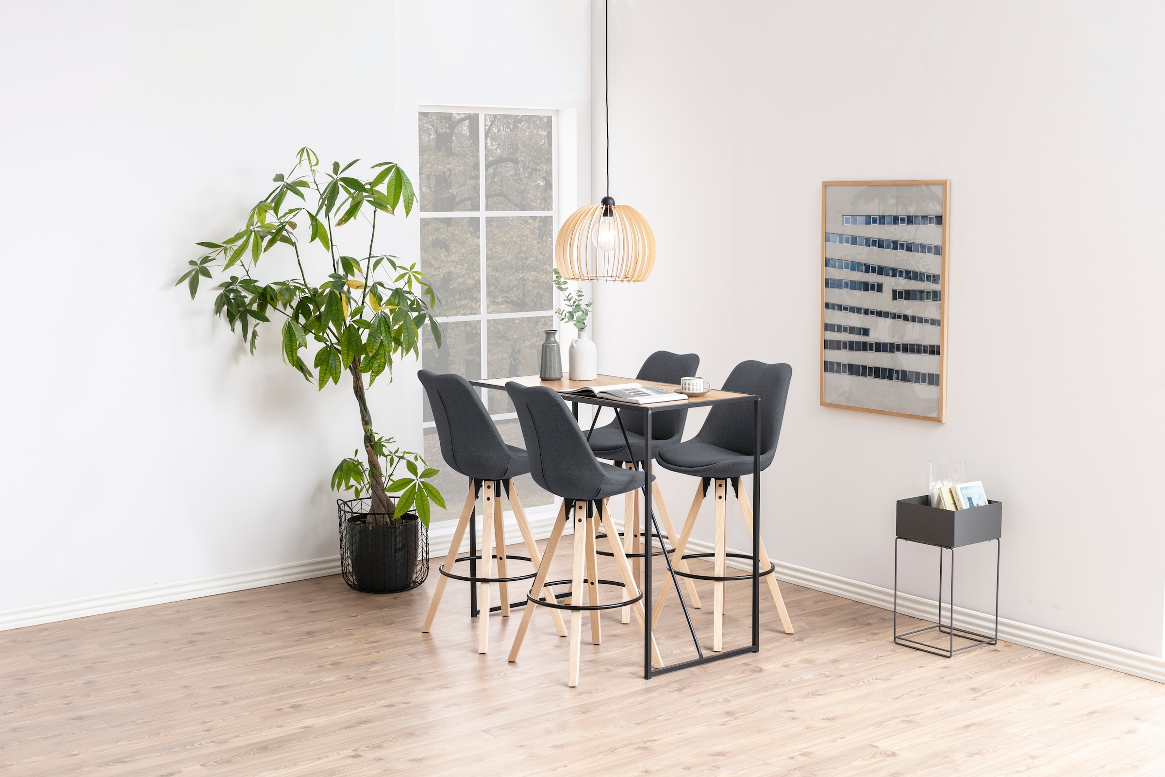 ACTONA GROUP Table de bar avec pied métallique étroit, largeur 120 cm, autres variantes disponibles