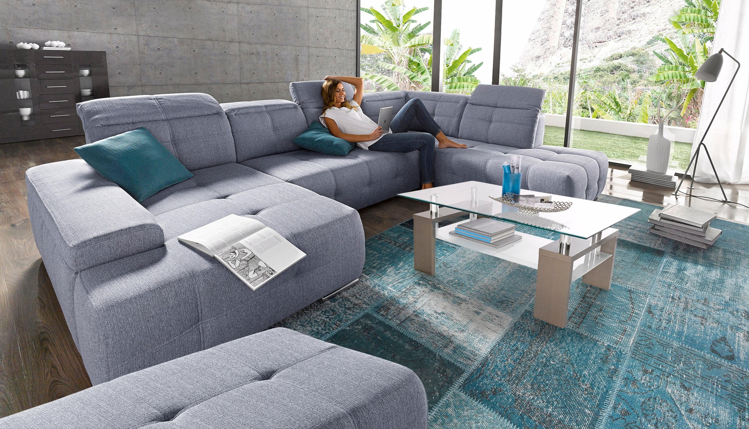 Image of sit&more Wohnlandschaft "Mistral U-Form" wahlweise mit Bettfunktion, inklusive Kopfteilverstellung