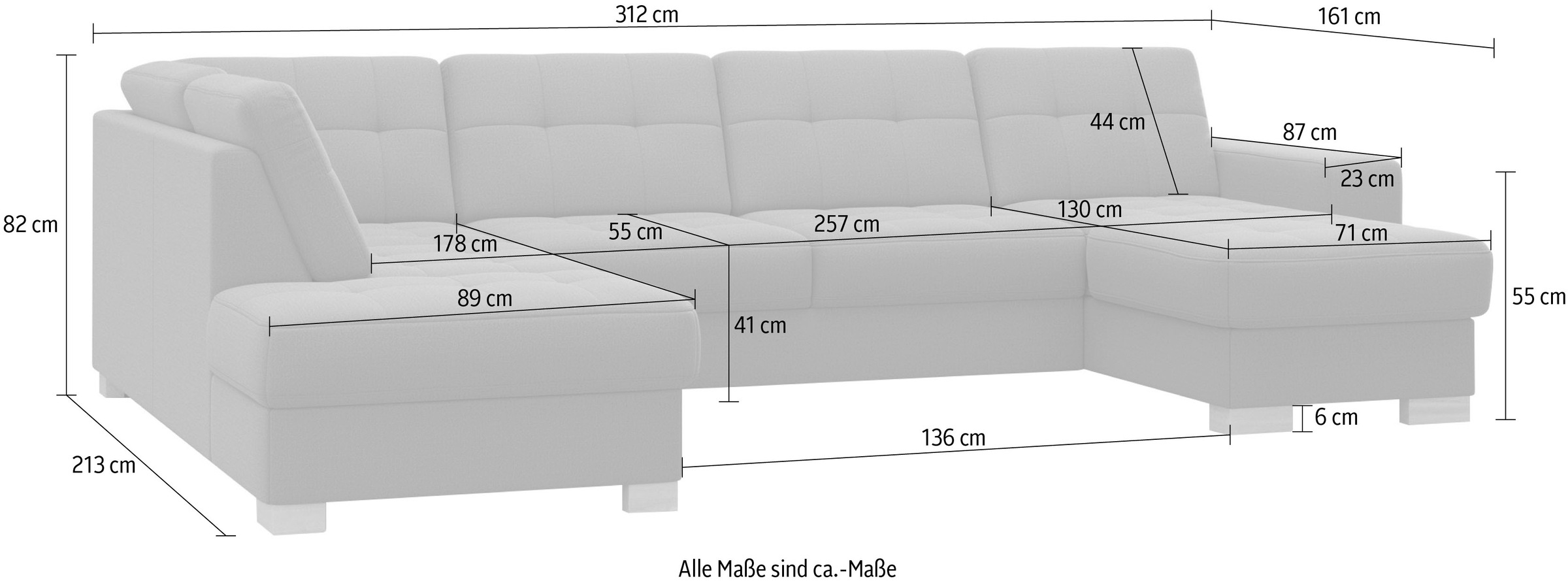sit&more Wohnlandschaft »Quincy U-Form«, wahlweise mit Bettfunktion und Bettkasten