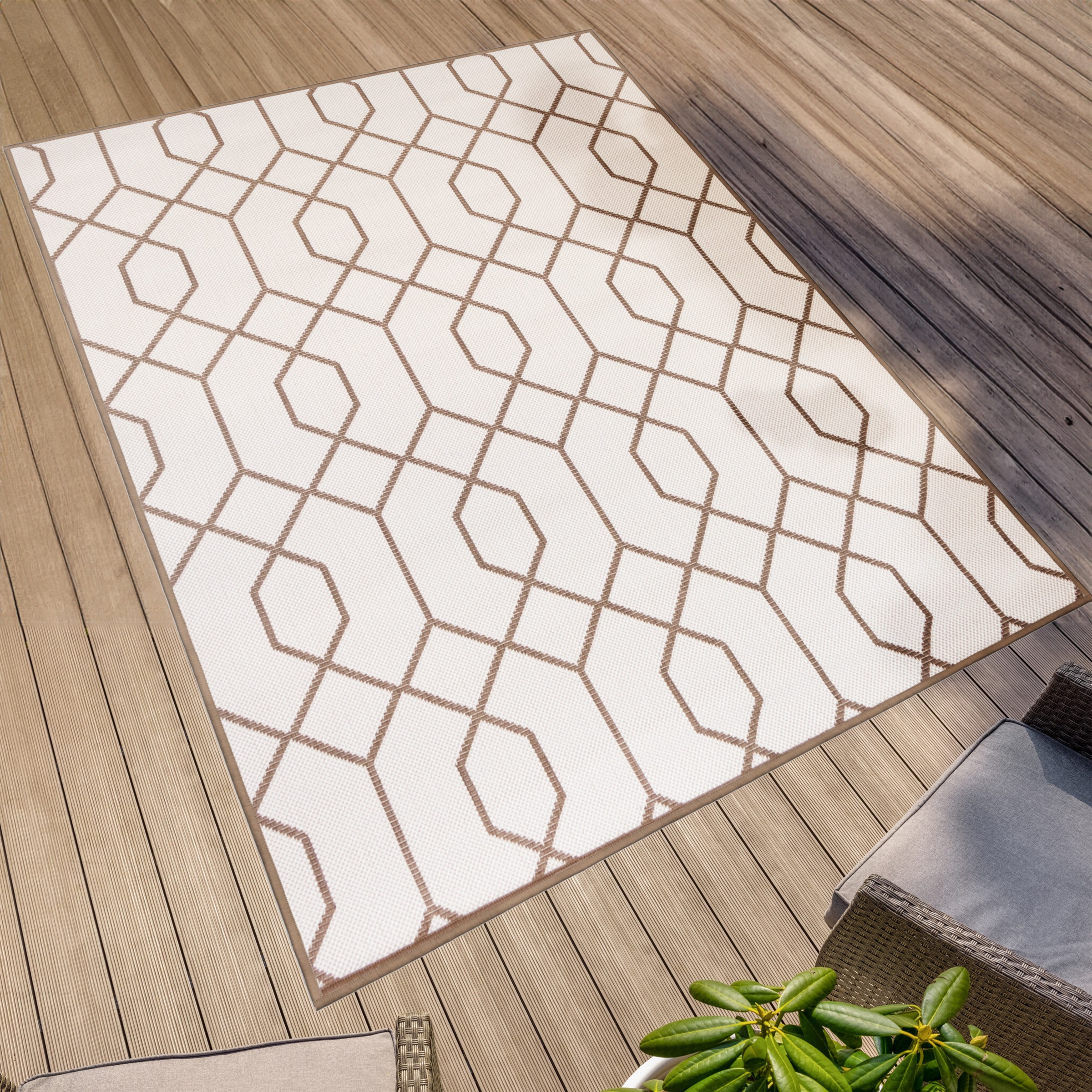 Primaflor-Ideen in Textil Teppich »Outdoorteppich REVERSO - Geo River« rechteckig 5 mm Höhe Wendeteppich, modernes Design, In- und Outdoor geeignet, wasserfest