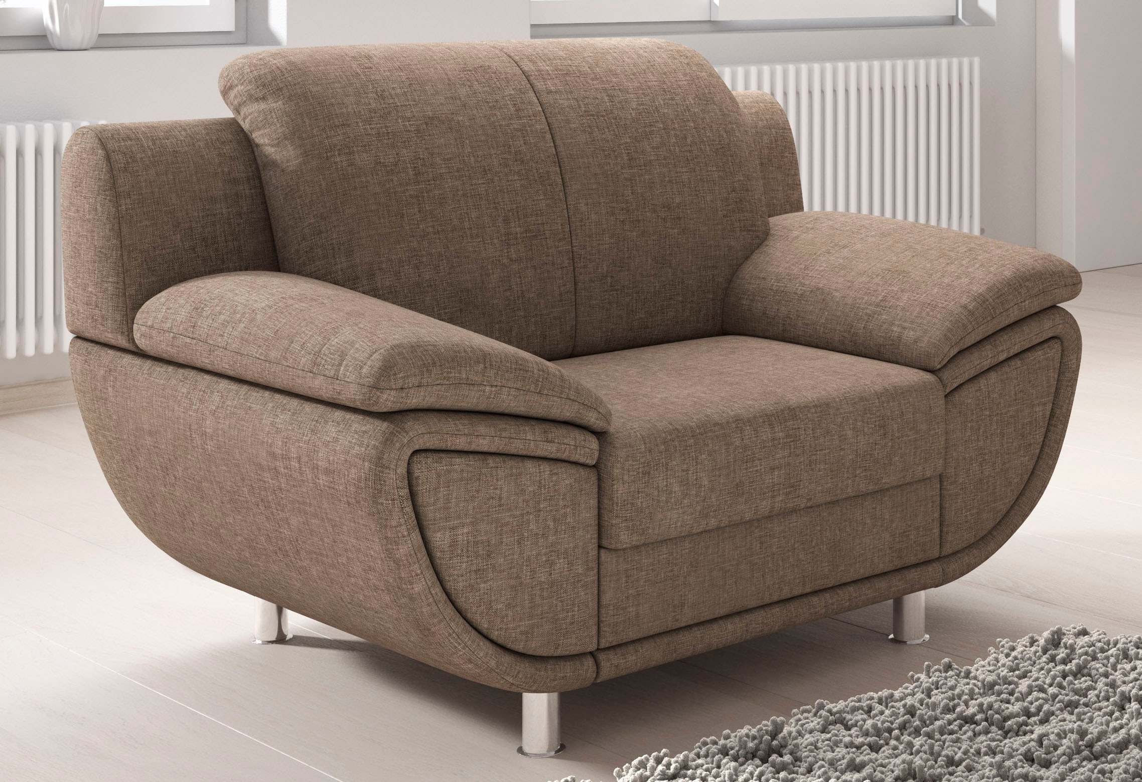 Image of TRENDMANUFAKTUR Sessel "Rondo II 121 cm, Loungesessel bequem, Chromfüsse" wahlweise mit komfortablem Federkern, mit extra breiten Armlehnen