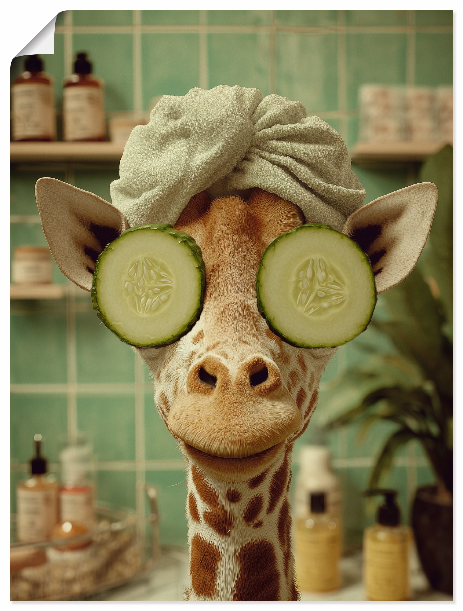 Image of Artland Wandbild "Giraffe beim Spa" 1 Stk. tlg. als Alubild, Leinwandbild, Poster, Wandaufkleber in verschied. Grössen