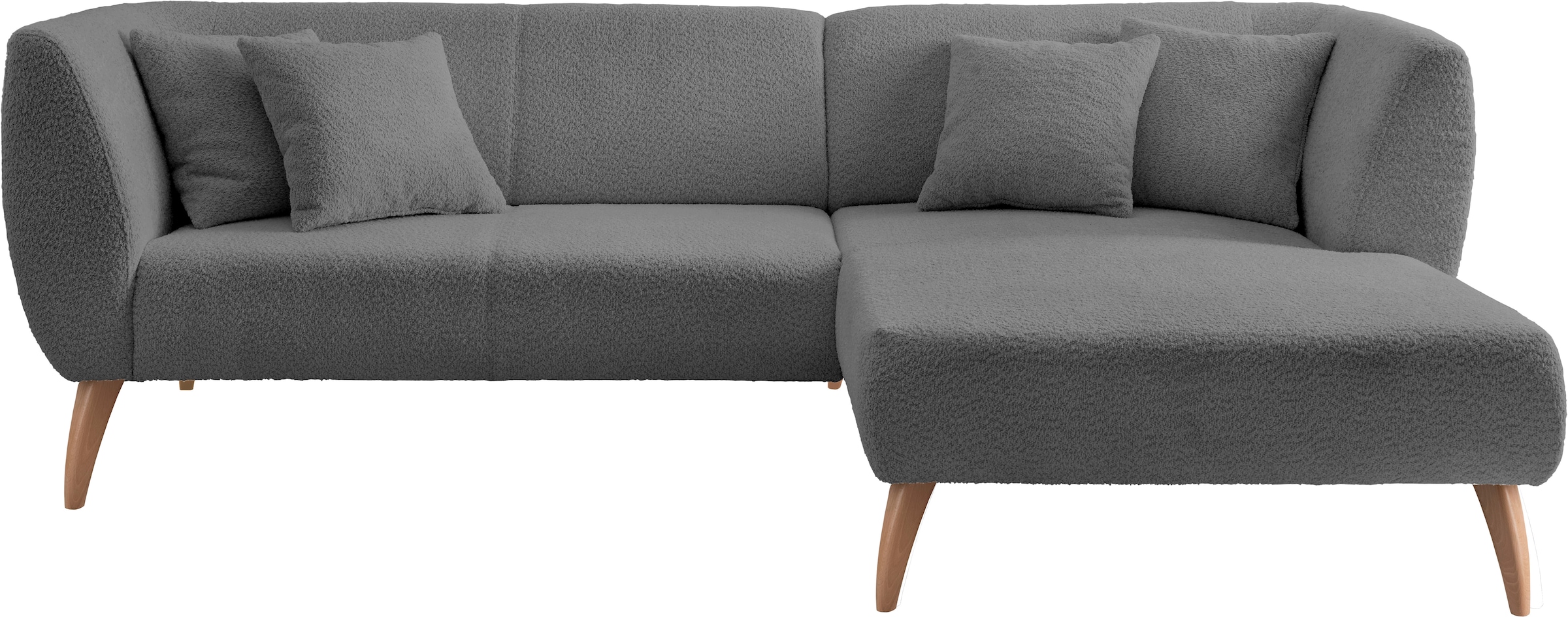 INOSIGN Ecksofa »Colori L-Form«, Holzfussfarbe wählbar, inkl. 4x Zierkissen