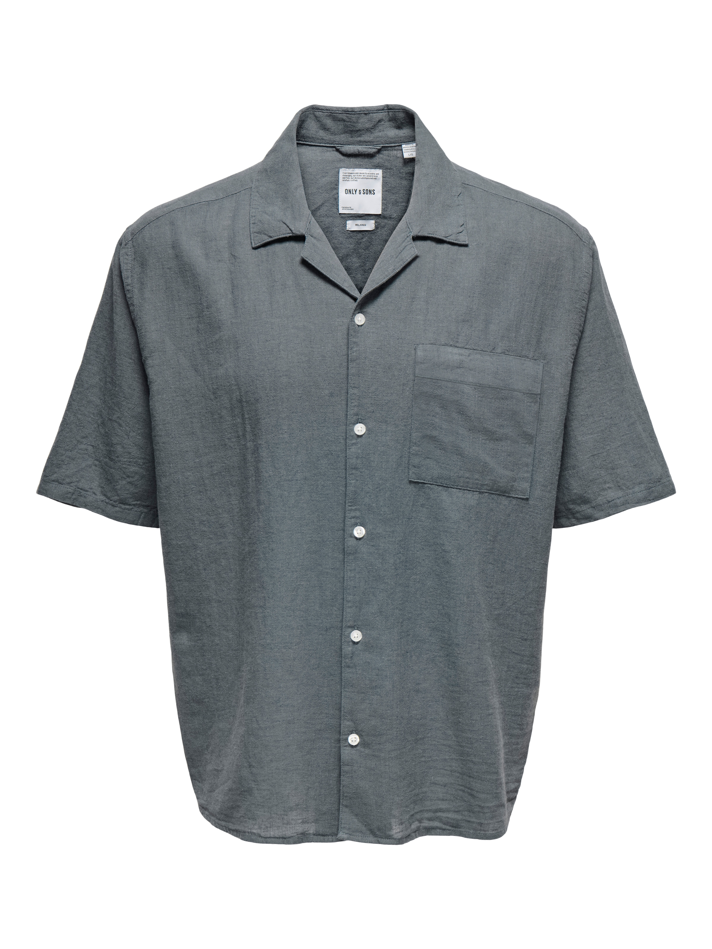 Image of ONLY & SONS Kurzarmhemd "ONSCAIDEN LIFE RELAX SS RESORT 1PKT SHIR" Baumwolle mit Leinen, locker geschnitten