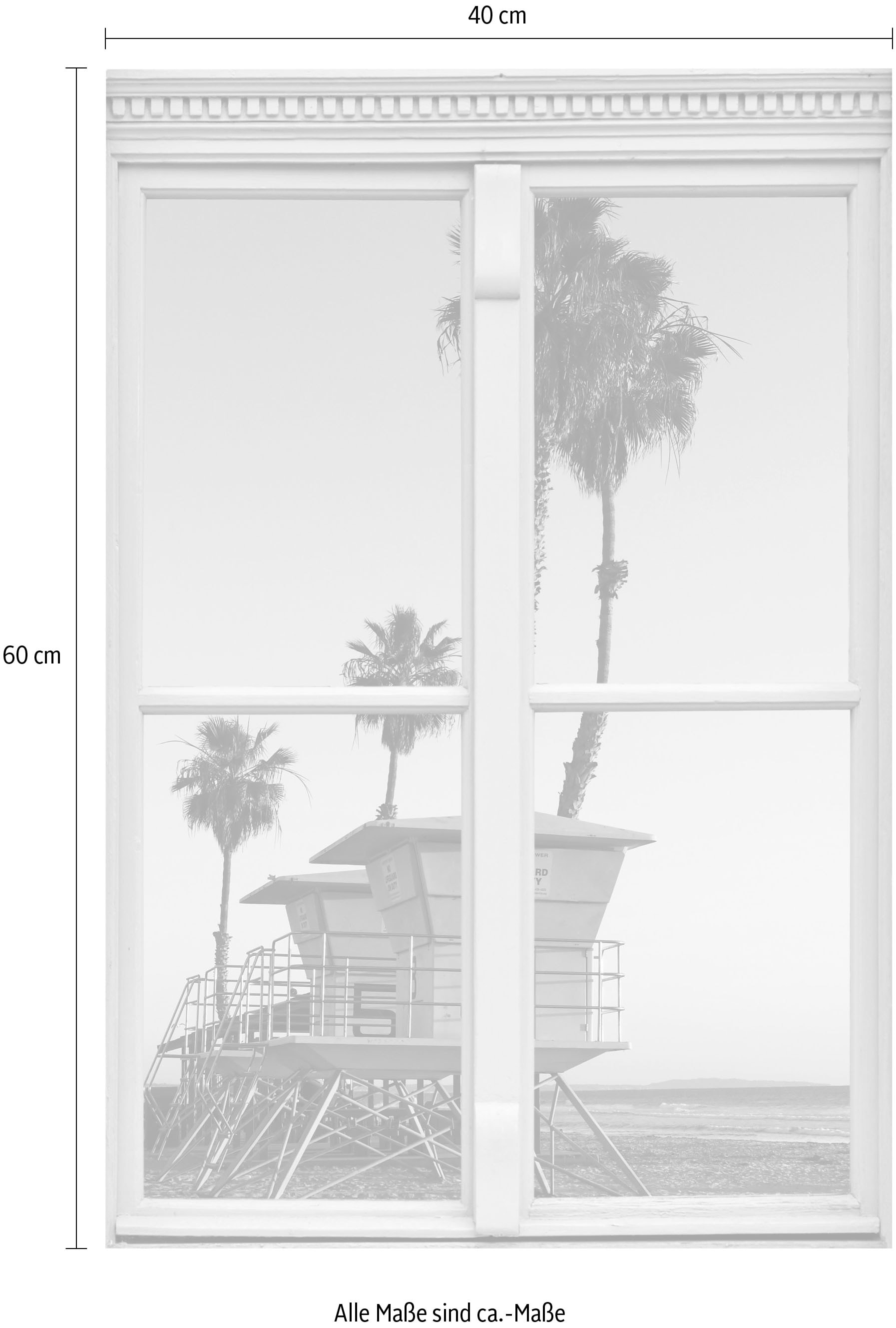 queence Wandsticker »Strand«, Wandsticker, Wandbild, selbstklebend, 3D, Fenster