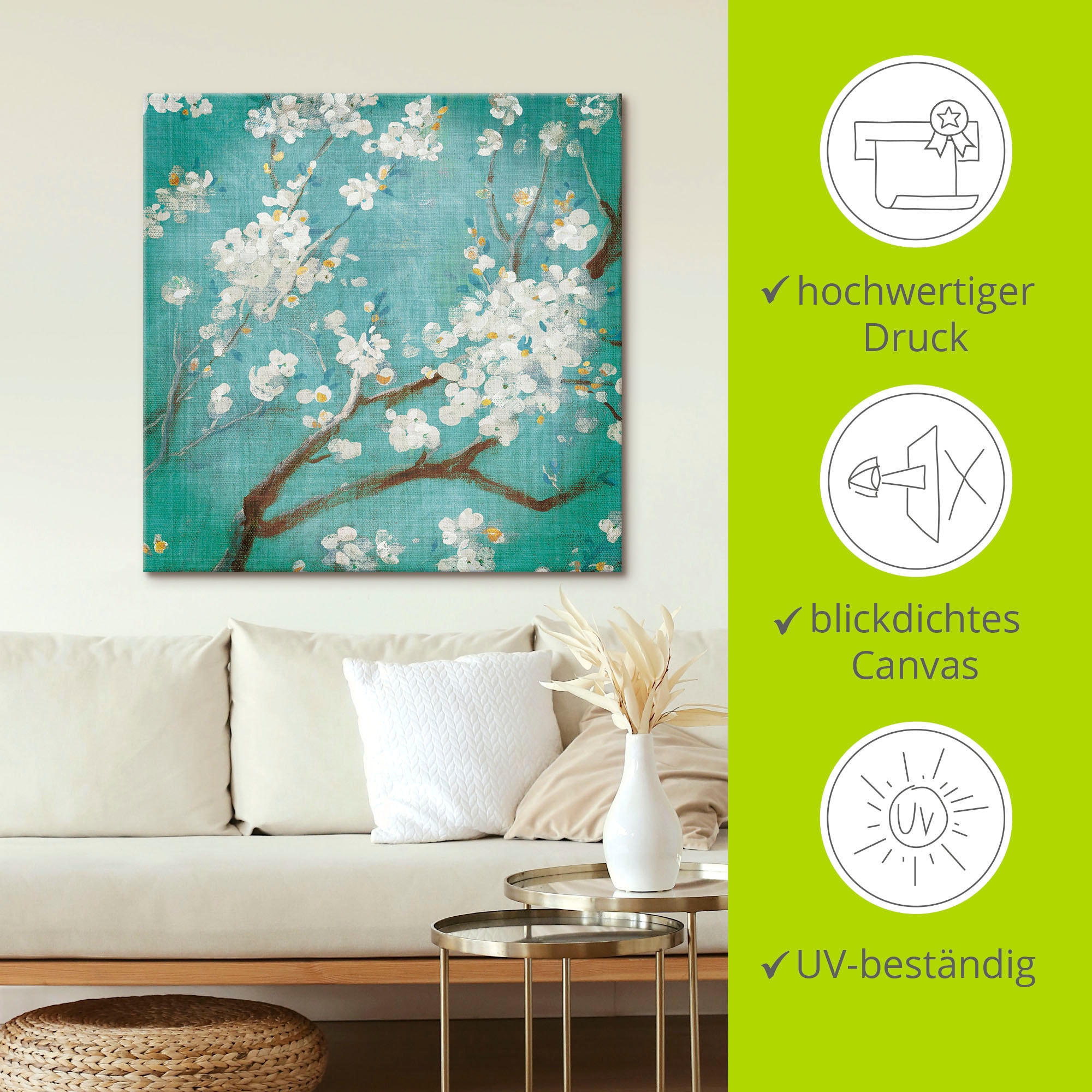 Artland Tableau sur toile »Weisse Kirschblüten I« 1 cuis tlg. auf Holzrahmen gespannt