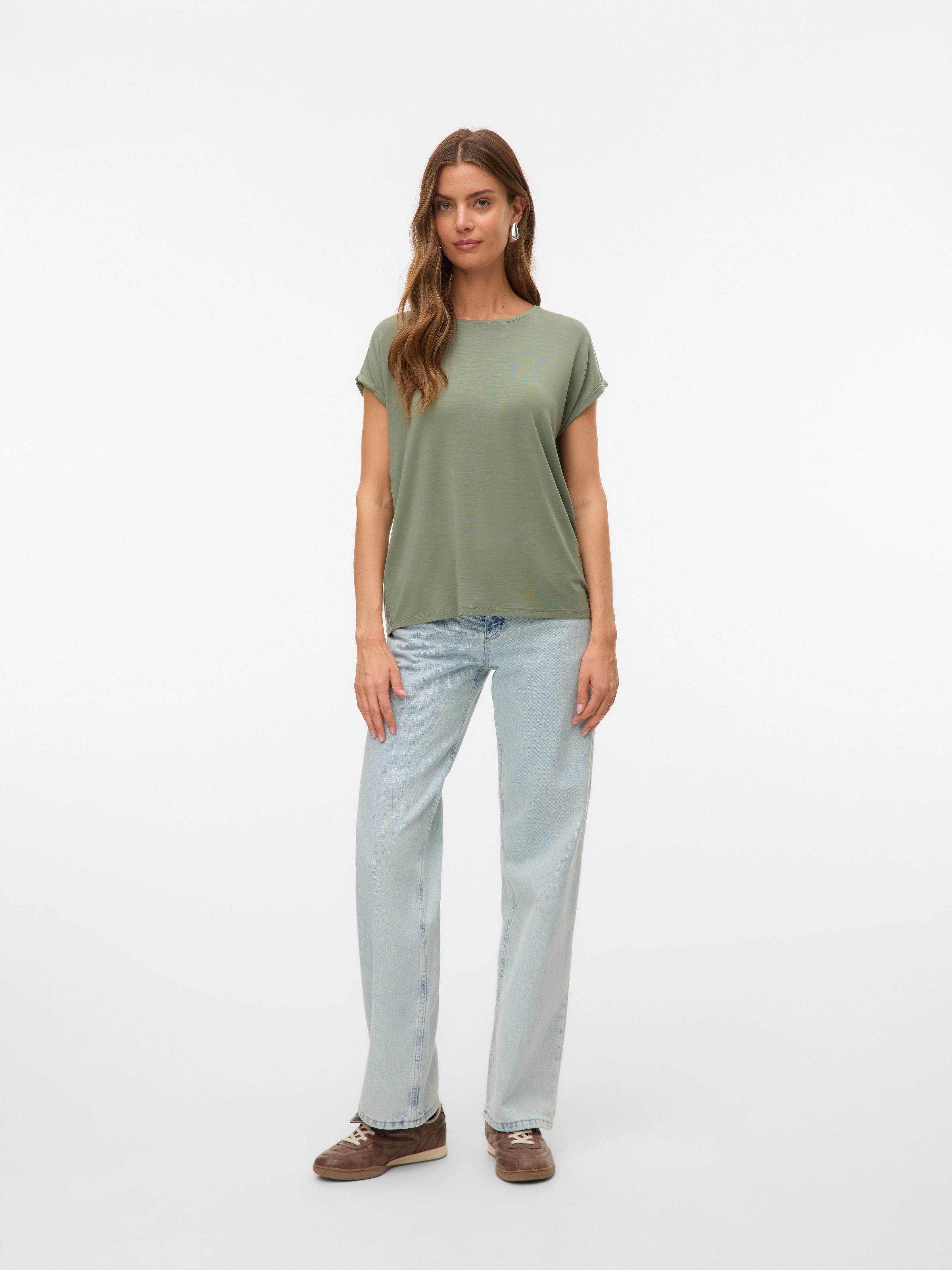 Vero Moda Rundhalsshirt »VMAVA PLAIN SS TOP GAJRS NOOS«