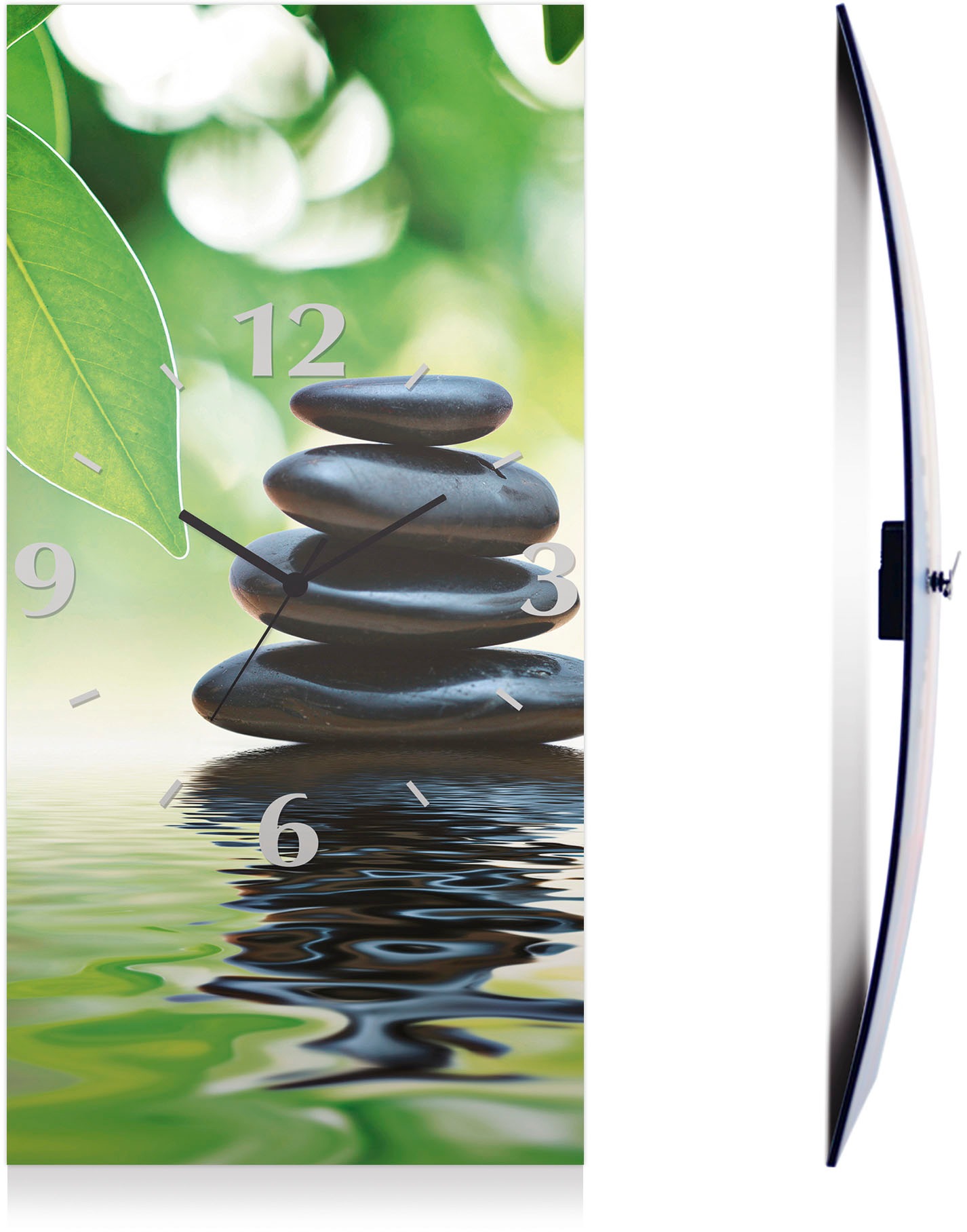 Image of Artland Wanduhr »Zen Steinpyramide auf Wasseroberfläche«, 3D Optik gebogen, lautlos, ohne Tickgeräusche, nicht tickend, geräuschlos - wählbar: Funkuhr o. Quarzuhr, moderne Uhr für Wohnzimmer, Küche etc. - Stil: modern bei Ackermann Versand Schweiz