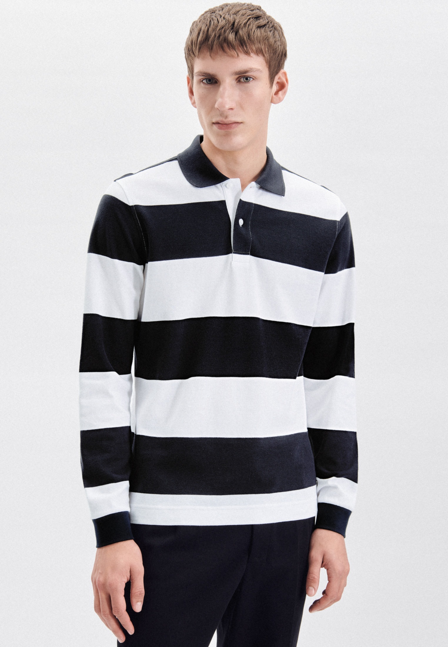 Image of seidensticker Poloshirt »Regular«, Langarm Kragen Streifen bei Ackermann Versand Schweiz