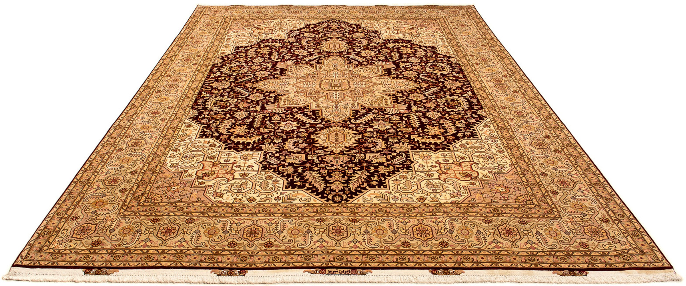 Image of morgenland Orientteppich »Perser - Täbriz - Royal - 346 x 245 cm - hellbraun«, rechteckig, 7 mm Höhe, Wohnzimmer, Handgeknüpft, Einzelstück mit Zertifikat bei Ackermann Versand Schweiz