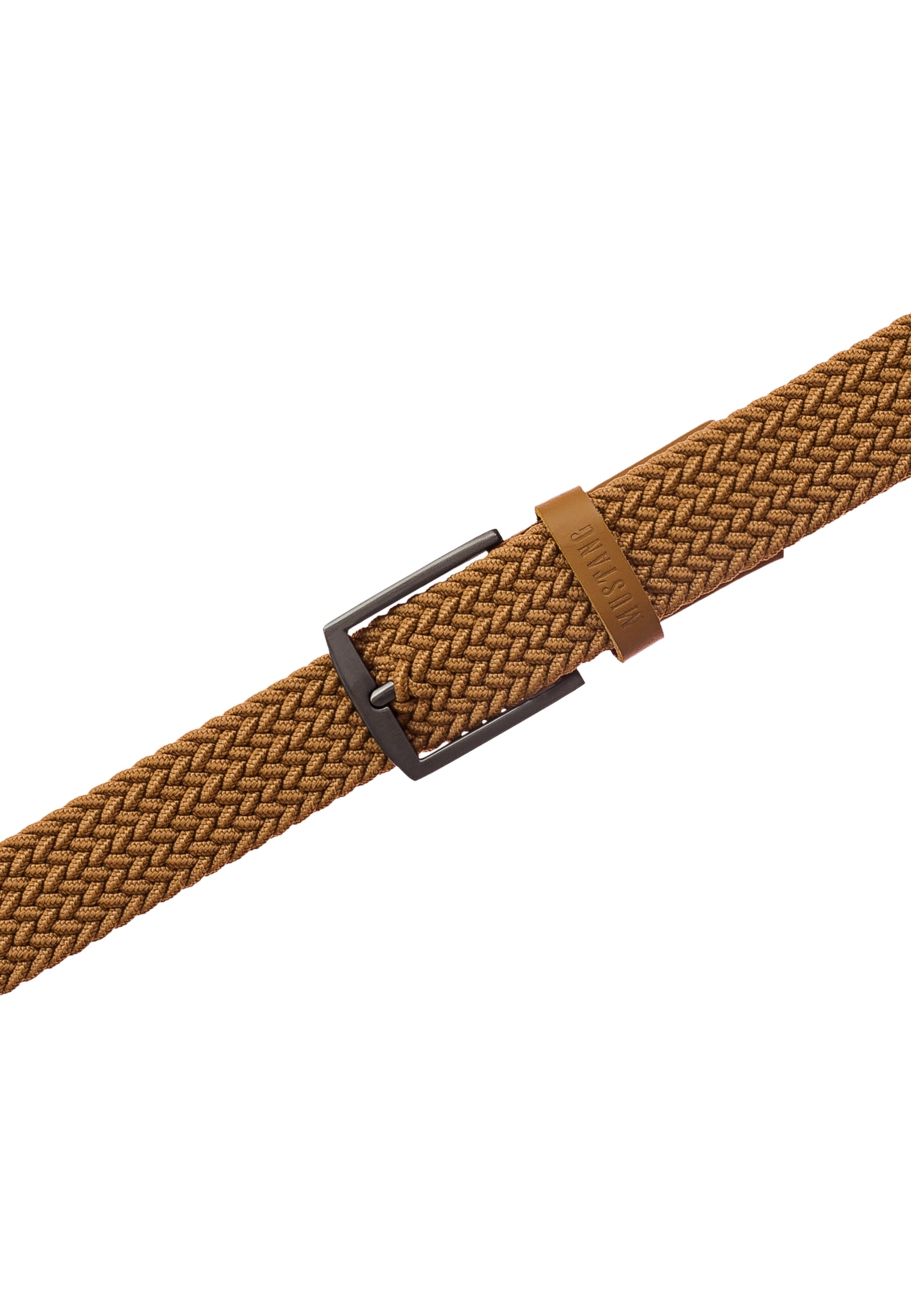 MUSTANG Ceinture stretch »"Nolan"« avec fibre synthétique élastique et partie cuir, largeur 3,5 cm, uni