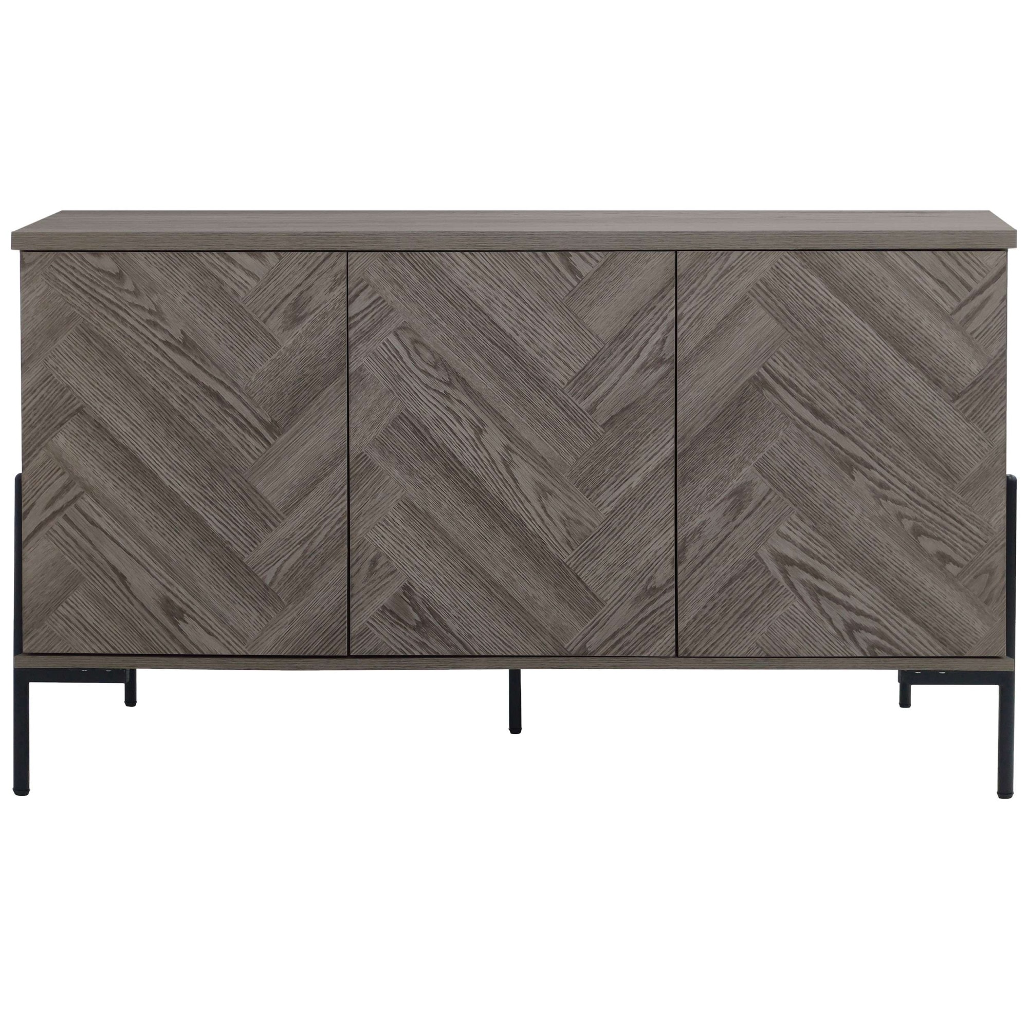 Leonique Sideboard »Eadwine« Kommode, Push-to-open, Türen mit Fischgräten Muster, Breite 130 cm