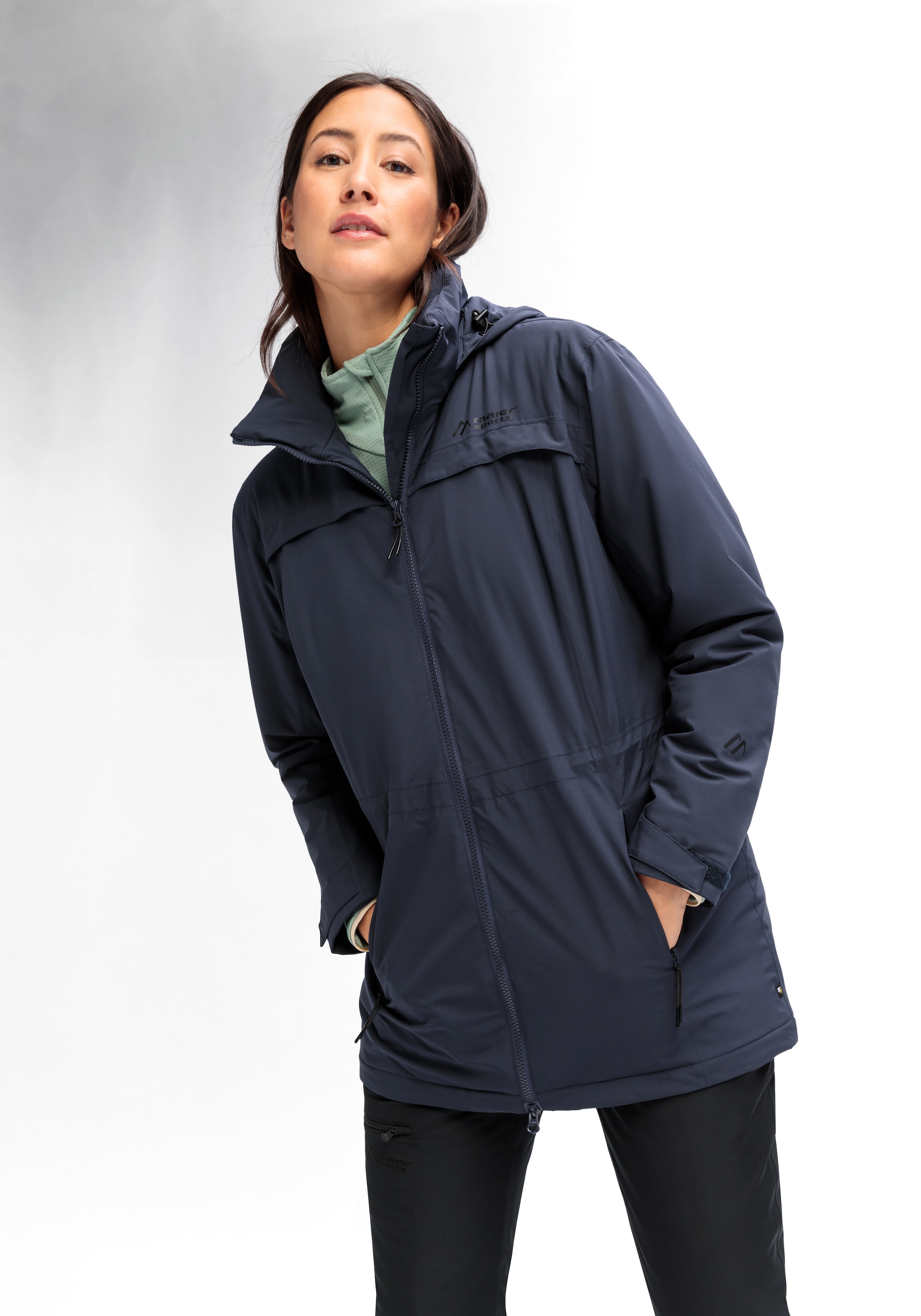 Maier Sports Funktionsmantel »Metor Coat W« Damen Mantel, Outdoormantel wind/wasserdicht, 4 geräumige Taschen