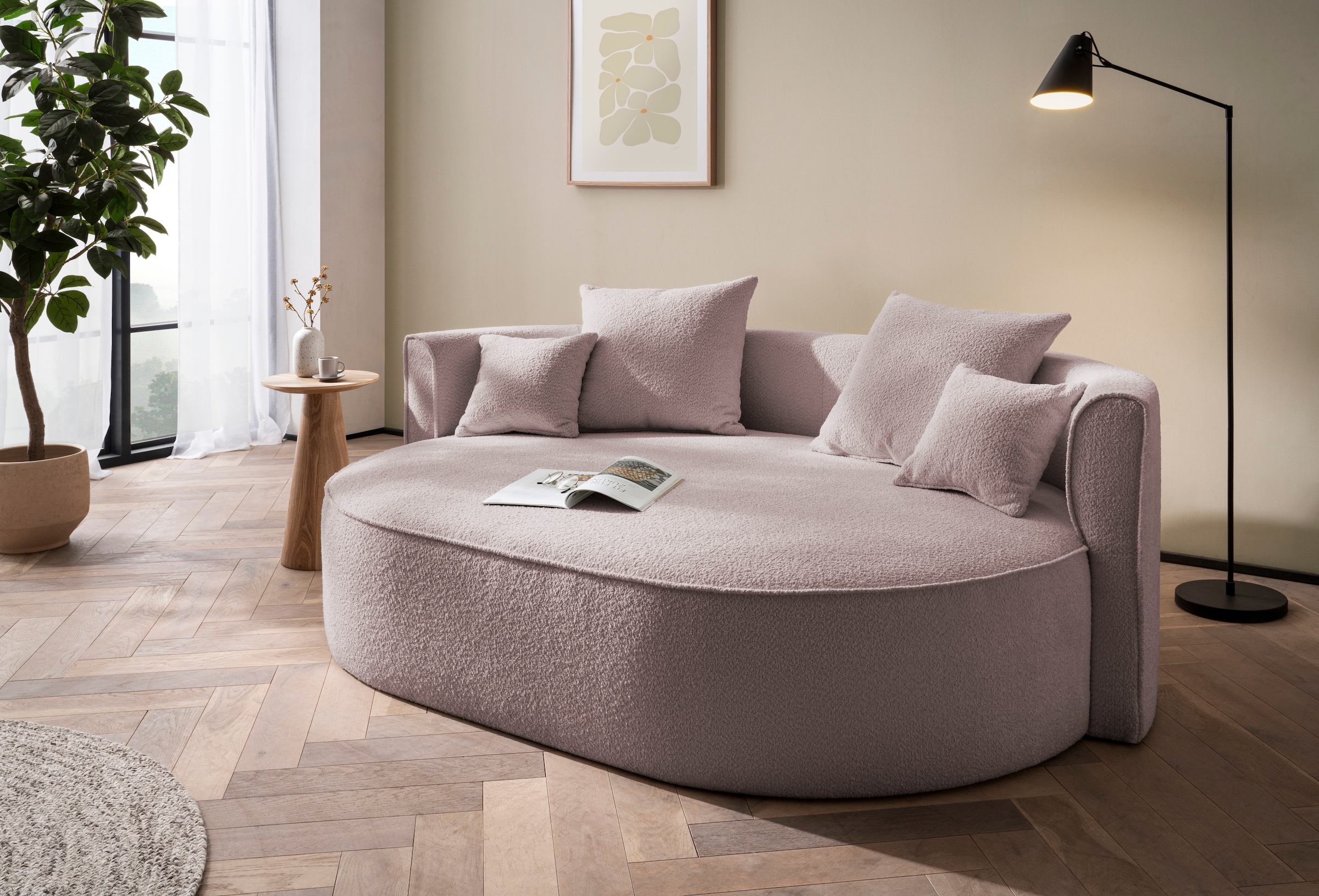 LeGer Home by Lena Gercke 2,5-places »ISALIE Bouclé, rundes Loungesofa, mit Kissen, perfekt gepolstert« tissus modernes, avec 4 coussins décoratifs, assise extra large