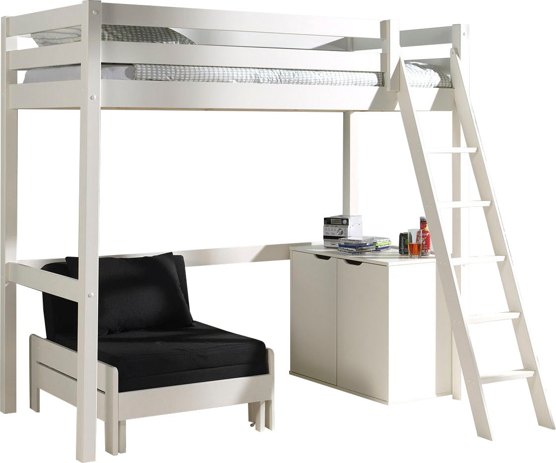 Image of Vipack Hochbett Made in Europe, Hochbett mit 90 x 200 cm Liegefläche, ausziehbarer Schlafsessel