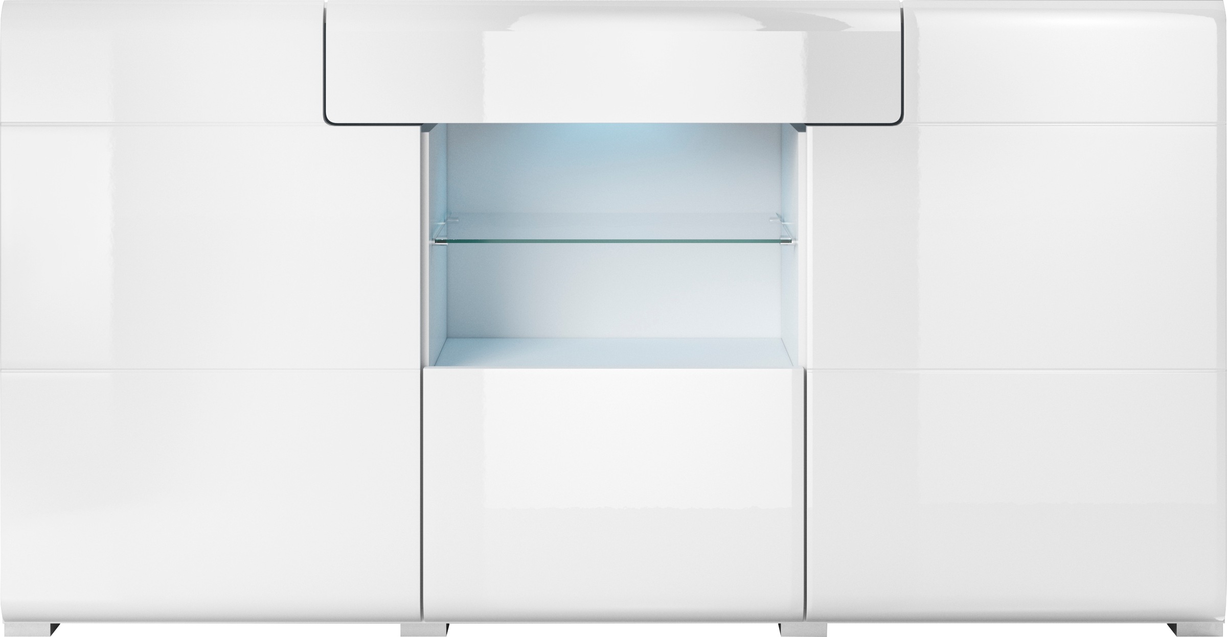 OTTO home Sideboard "Toledo,Breite 159cm,moderne Anrichte mit dekorative Fräsungen,grifflos" Kommode viel Stauraum, Einlegeböden verstellbar,ohne Beleuchtung