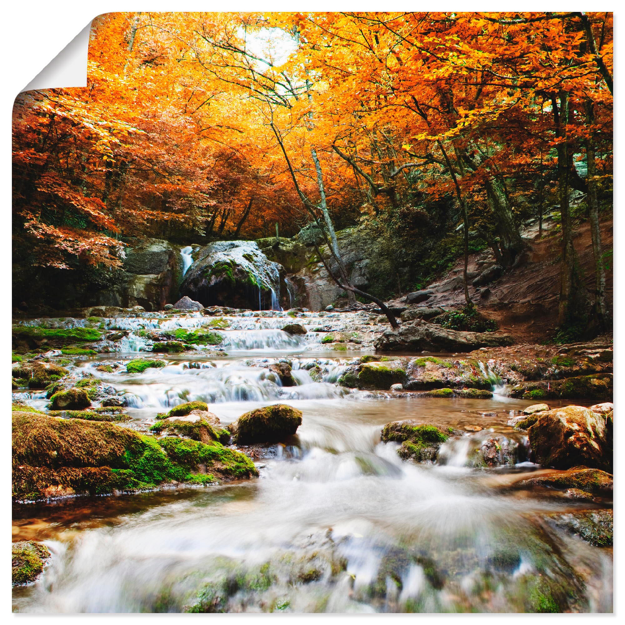 Image of Artland Poster "Herbstlicher Wasserfall" Gewässer 1 Stk. tlg. ohne Rahmen