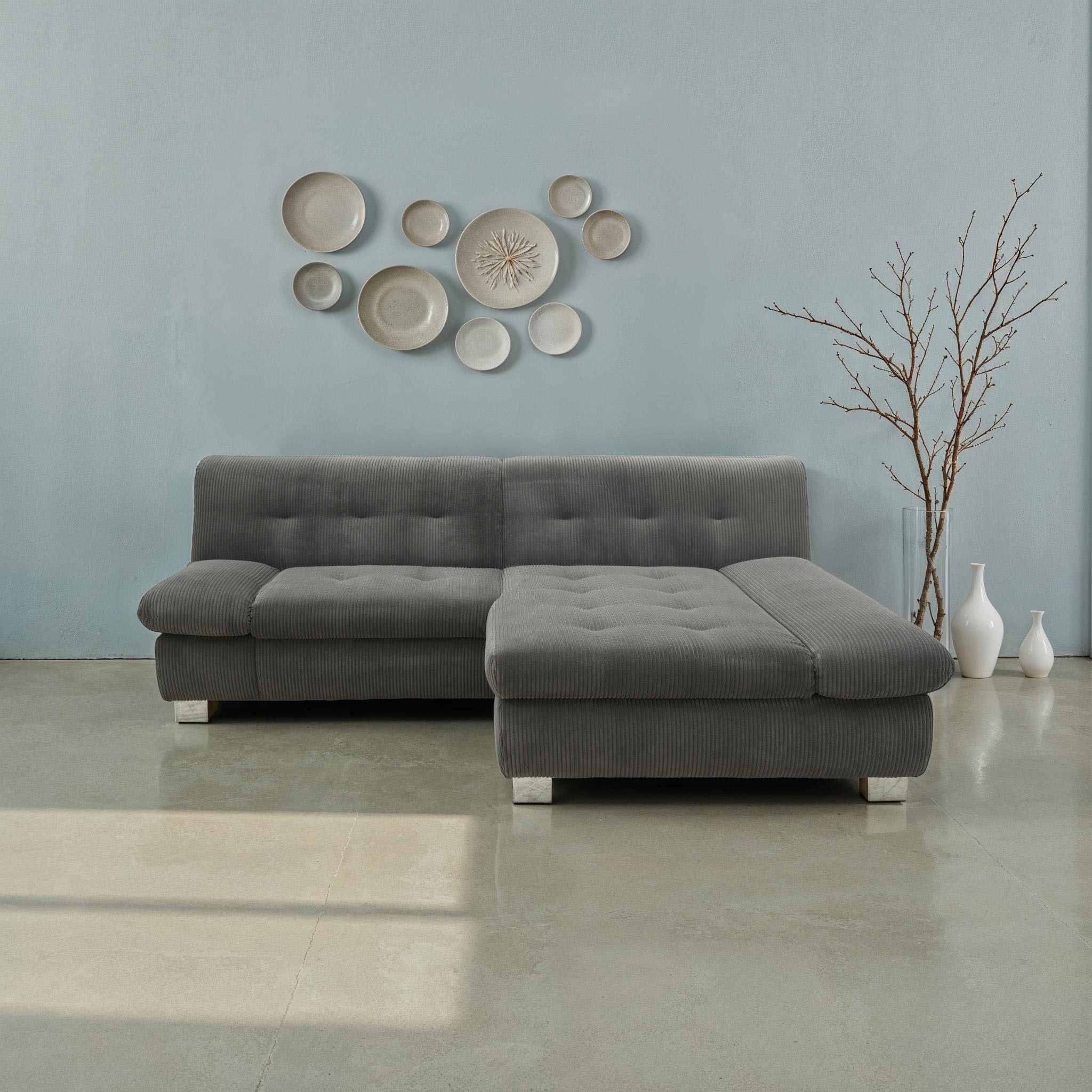 DOMO collection Ecksofa »100031 kompakte Stellmasse, komfortabel und bequem, L-Form« wahlweise mit Bettfunktion und Armteilverstellung. Breite 234 cm