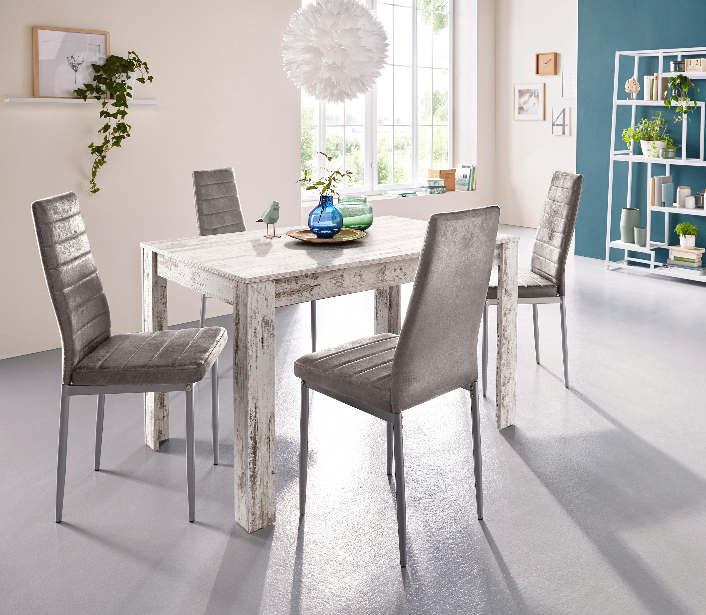 INOSIGN Essgruppe »mit Tisch und 4 Stühlen«, (Set, 5 tlg.), Tischbreite 120 cm Esszimmer Set, Tischgruppe