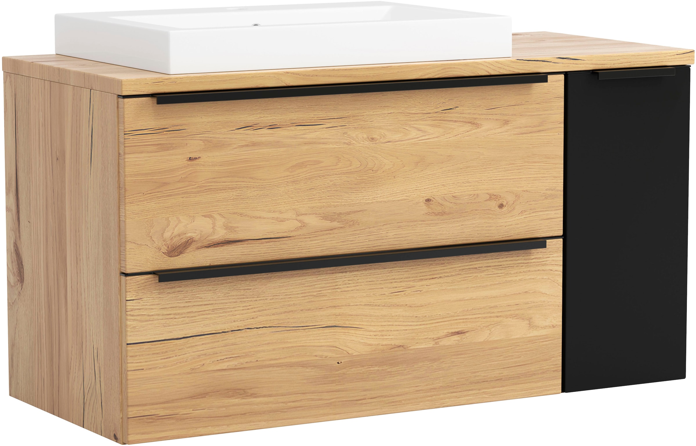 welltime Waschtisch »MAILAND, 2 Metall-Vollauszüge mit Softclose, Aufsatzbecken« Masse (B/H/T): ca. 105/65,5/47 cm, 