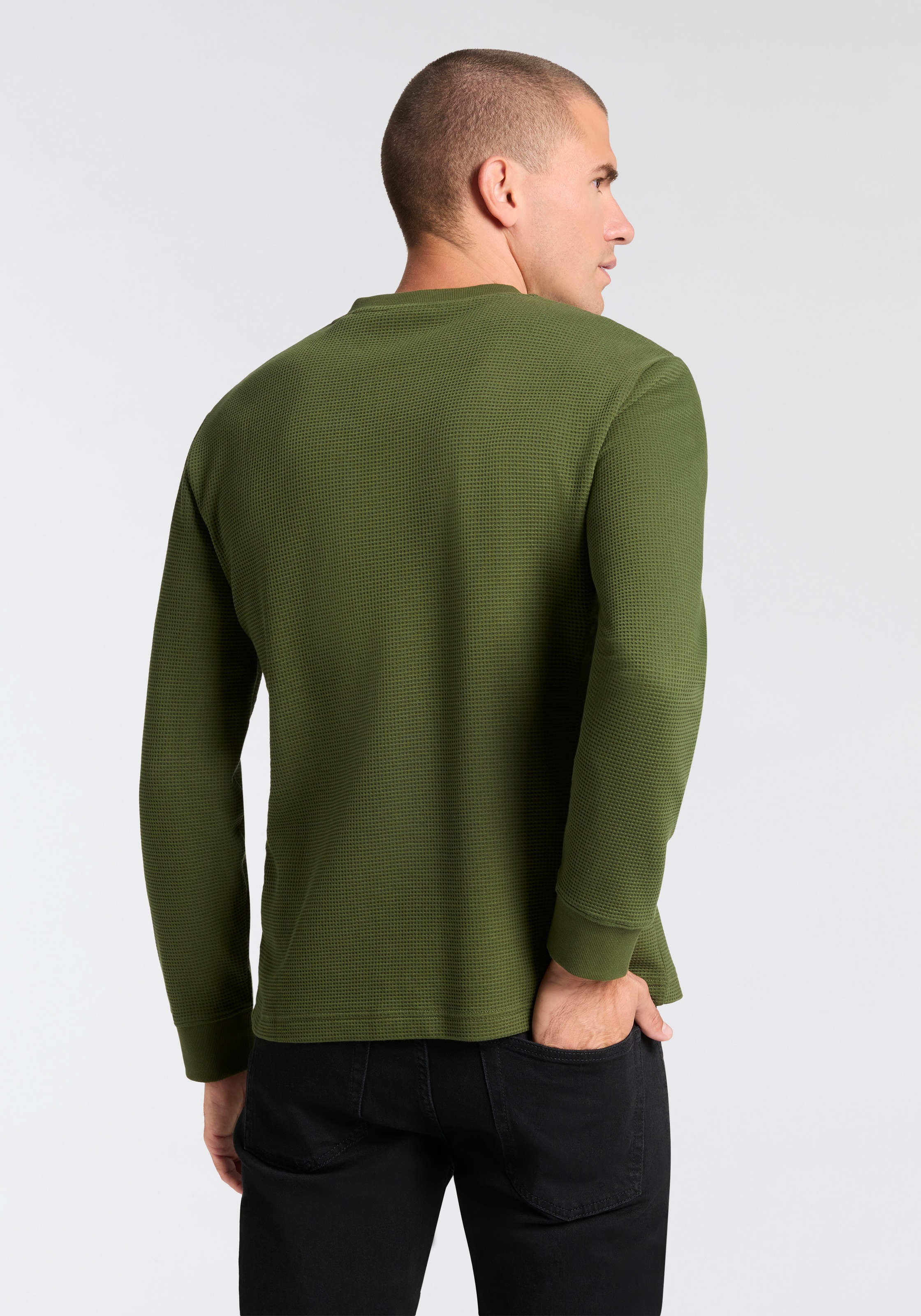 Gant T-shirt Henleys »WAFFLE LS HENLEY« Rundhalsausschnitt, Regular fit, Waffelstruktur
