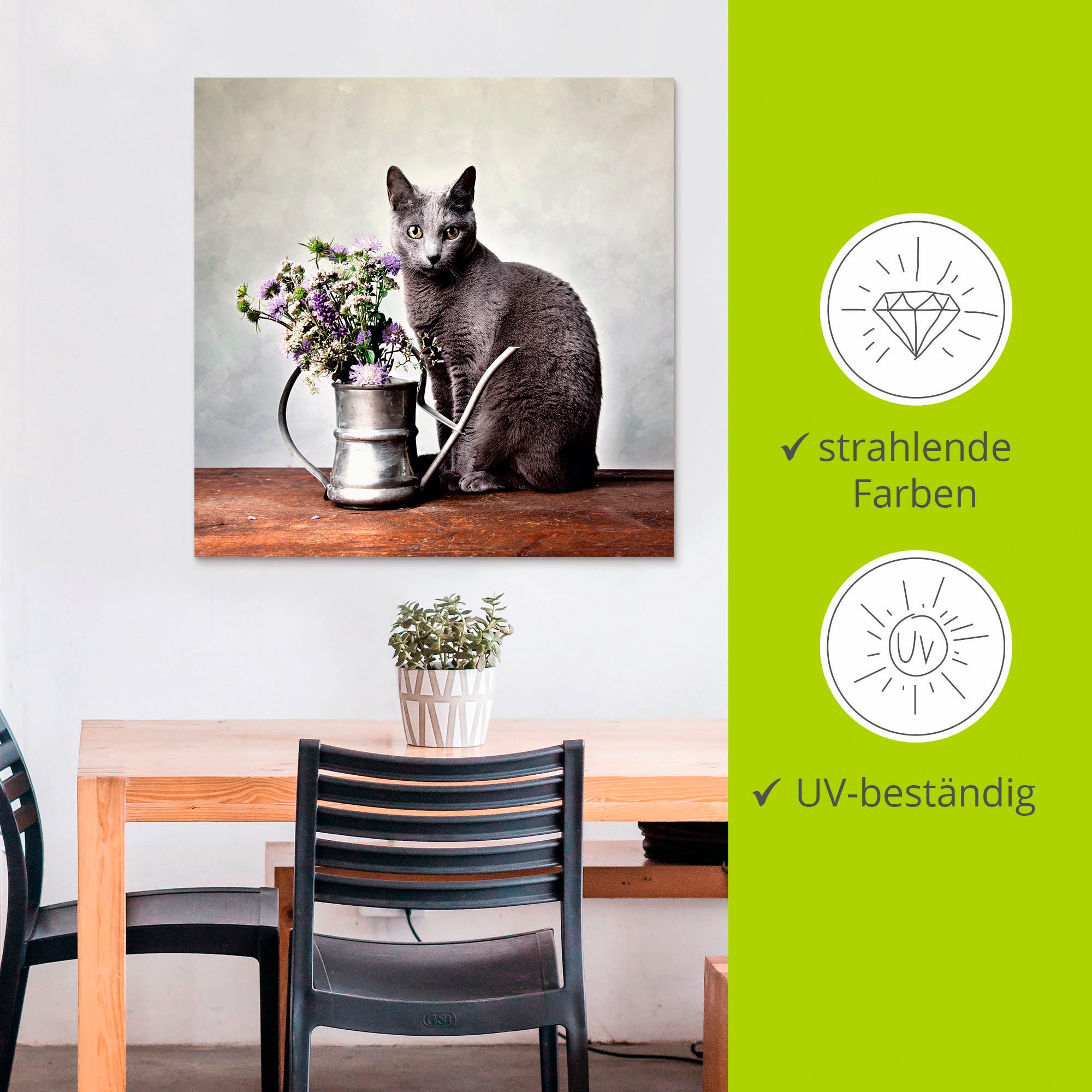 Artland Wandbild »Katze mit Deko«, Haustiere, (1 St.), als Alubild, Outdoorbild, Leinwandbild in verschied. Grössen
