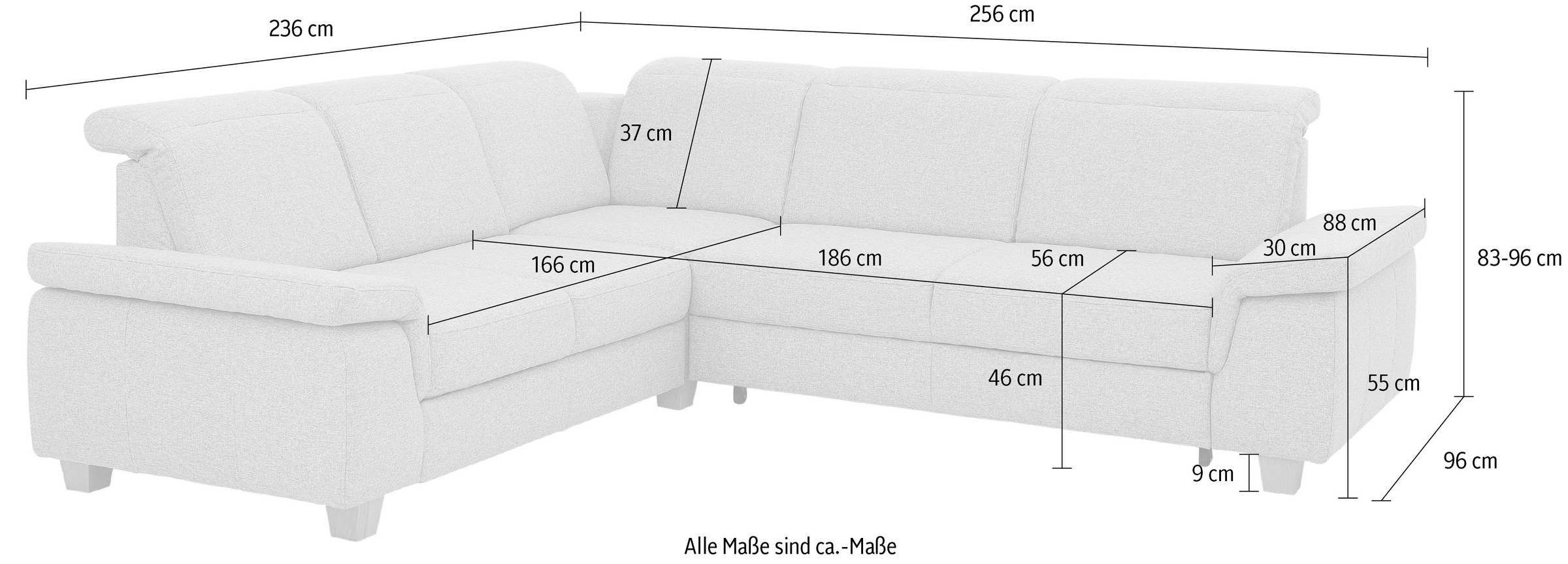 Home affaire Ecksofa »Dalia L-Form«, mit Federkernpolsterung, wahlweise mit Bettfunktion, Bettkasten