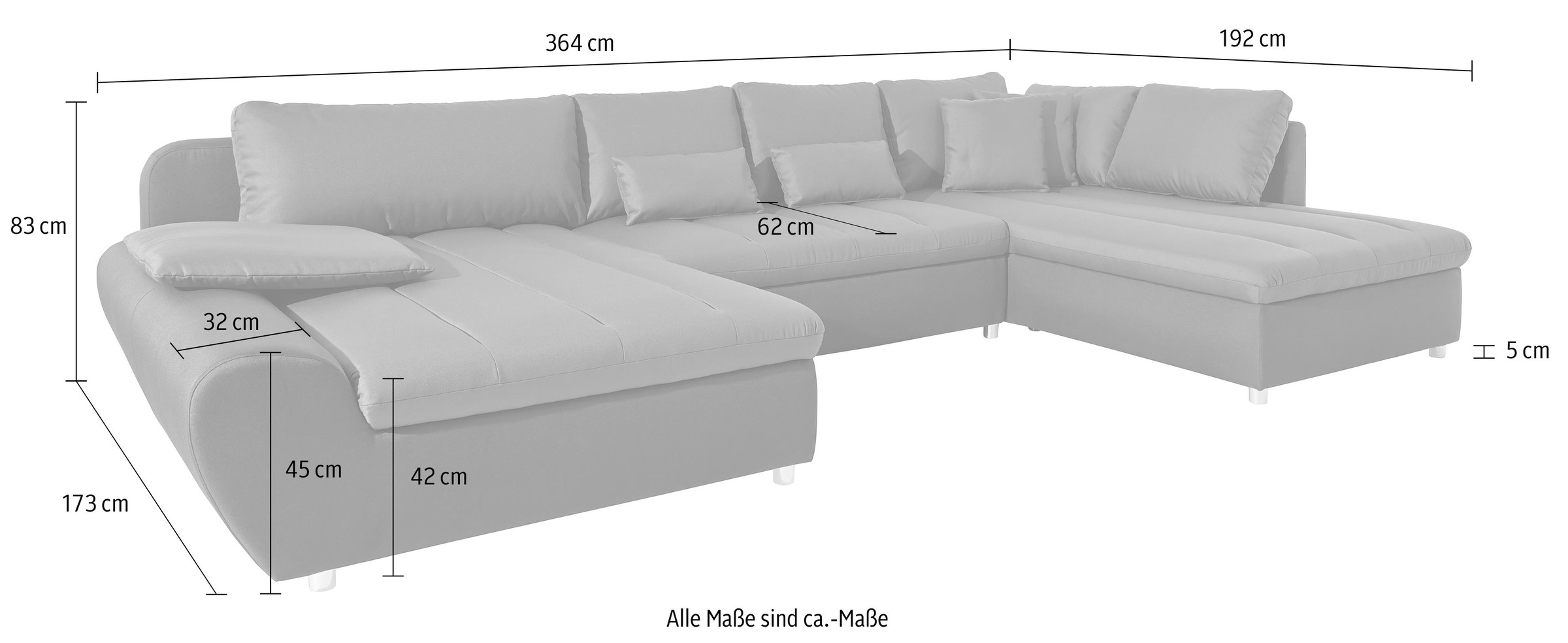 sit&more Wohnlandschaft »Bandos U-Form«, in 2 unterschiedlichen Grössen, wahlweise mit Bettfunktion + Bettkasten