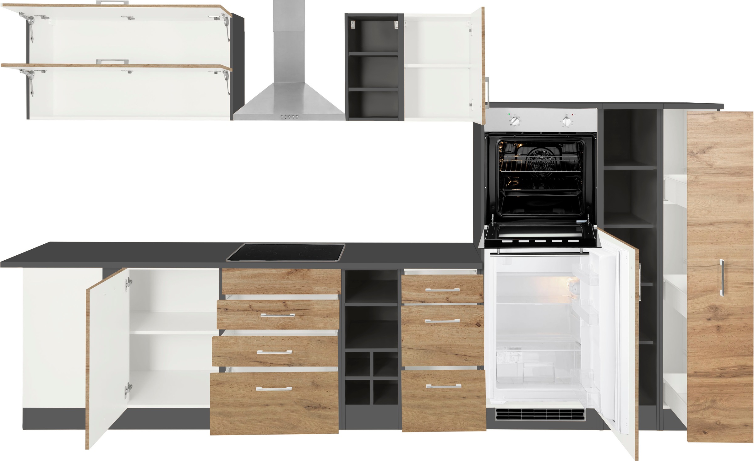 KOCHSTATION Cuisine d'angle »KS-Colmar« sans appareils électriques, largeur d'installation 210/360 cm